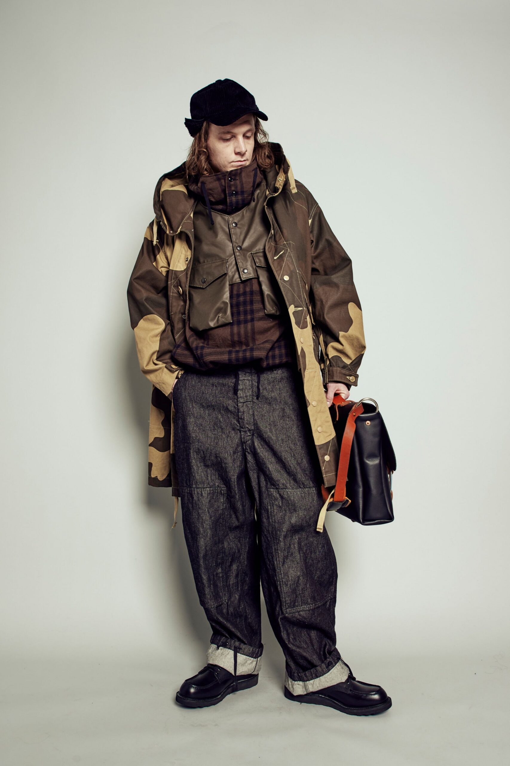 gray denim relaxed cargo pants