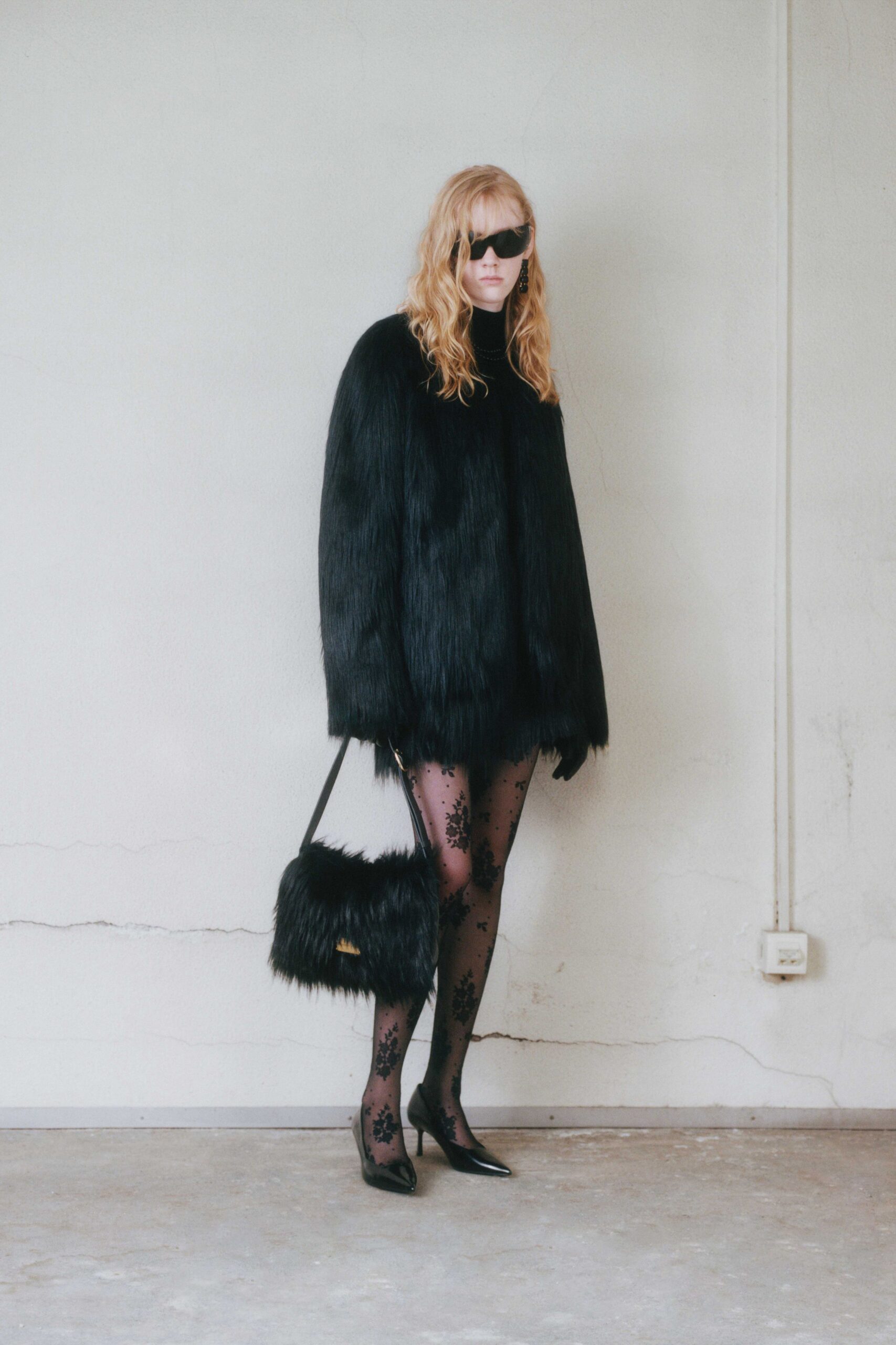 black fitted flared sheer pants