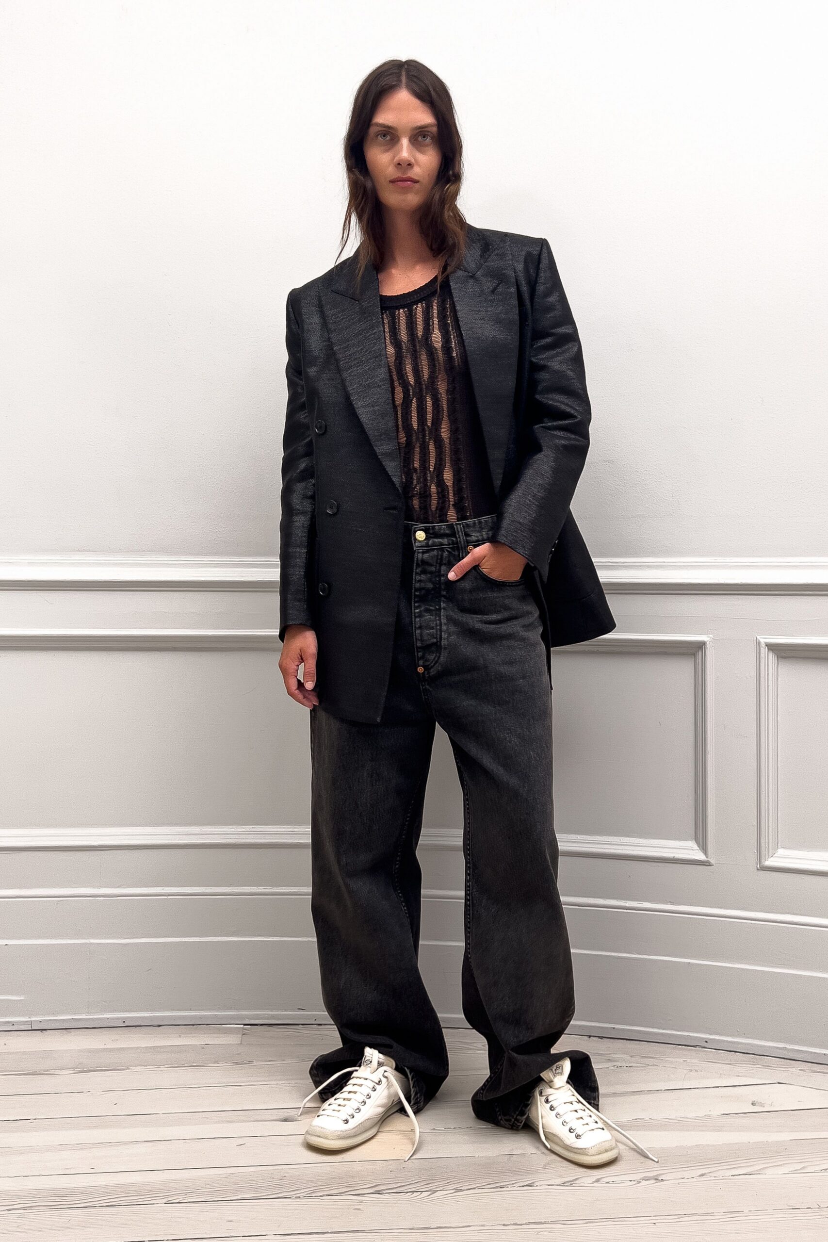 gray denim relaxed straight-leg jeans