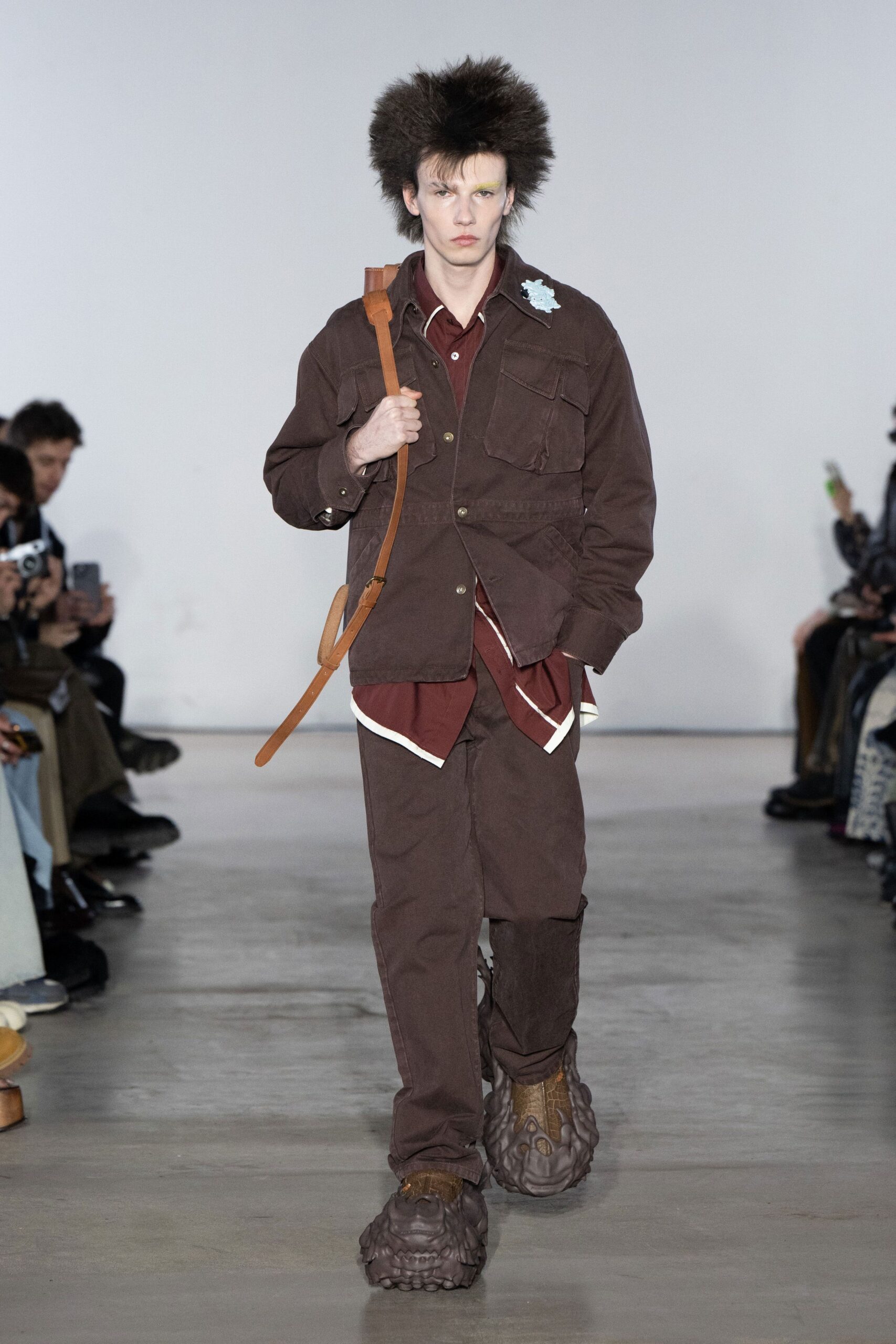 brown cotton jacket with shirt and pants