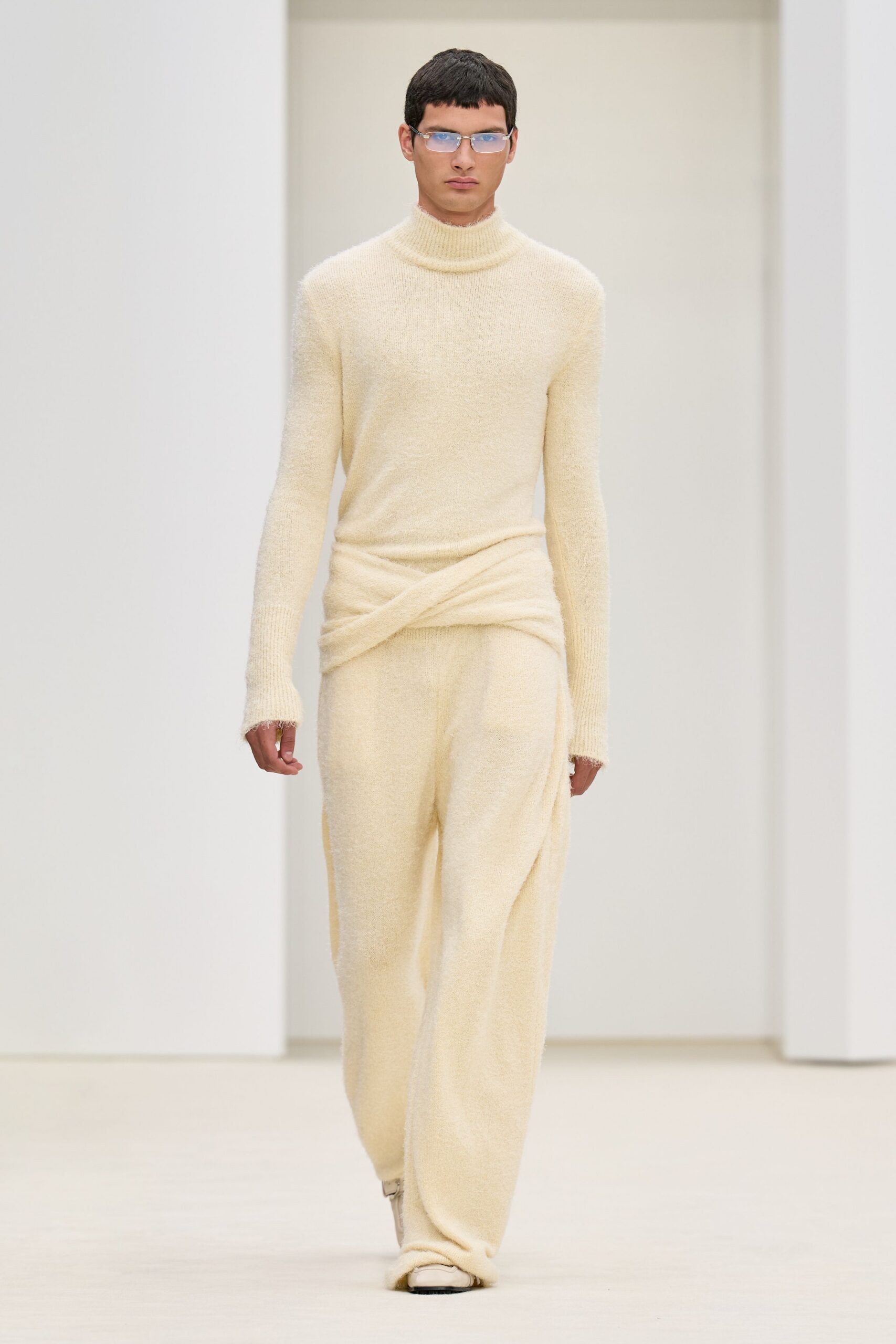 ivory wool relaxed wide-leg pants