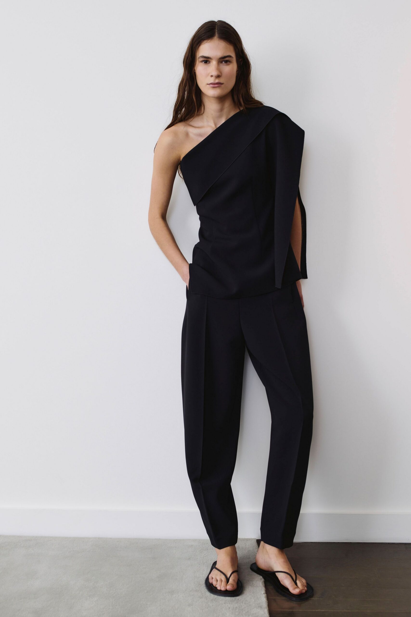 black relaxed top and pants
