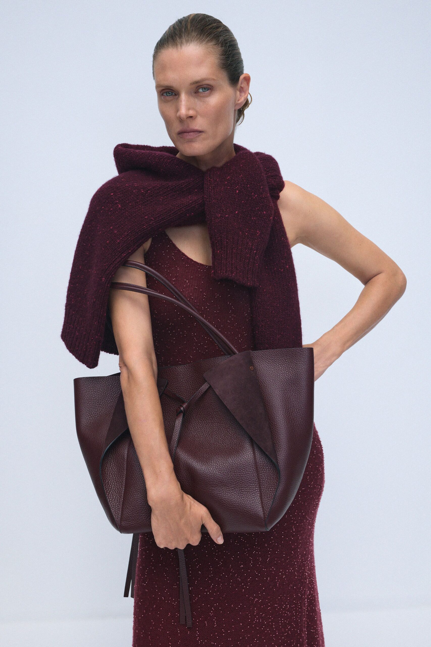 red leather structured bag