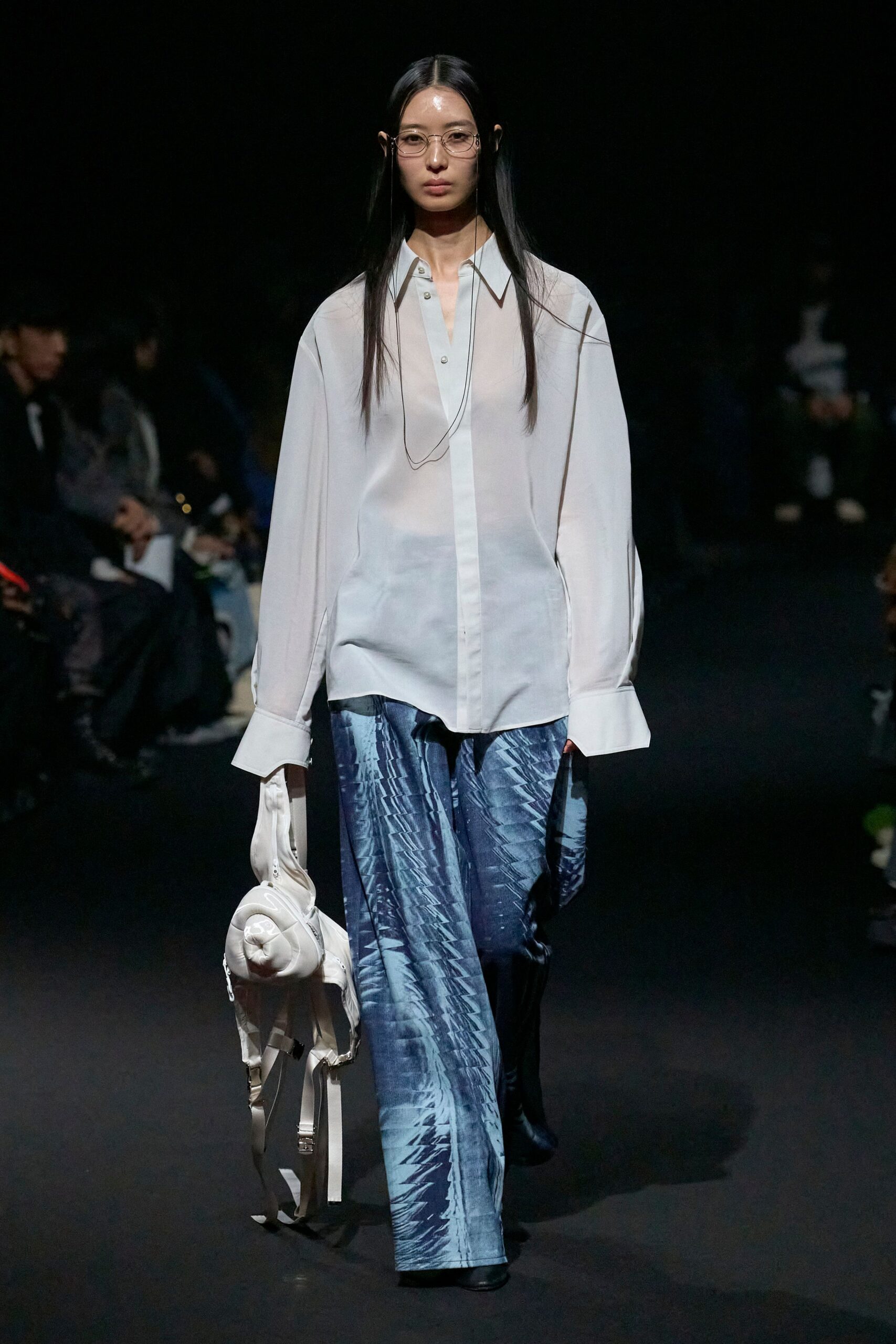 oversized white shirt with blue pants