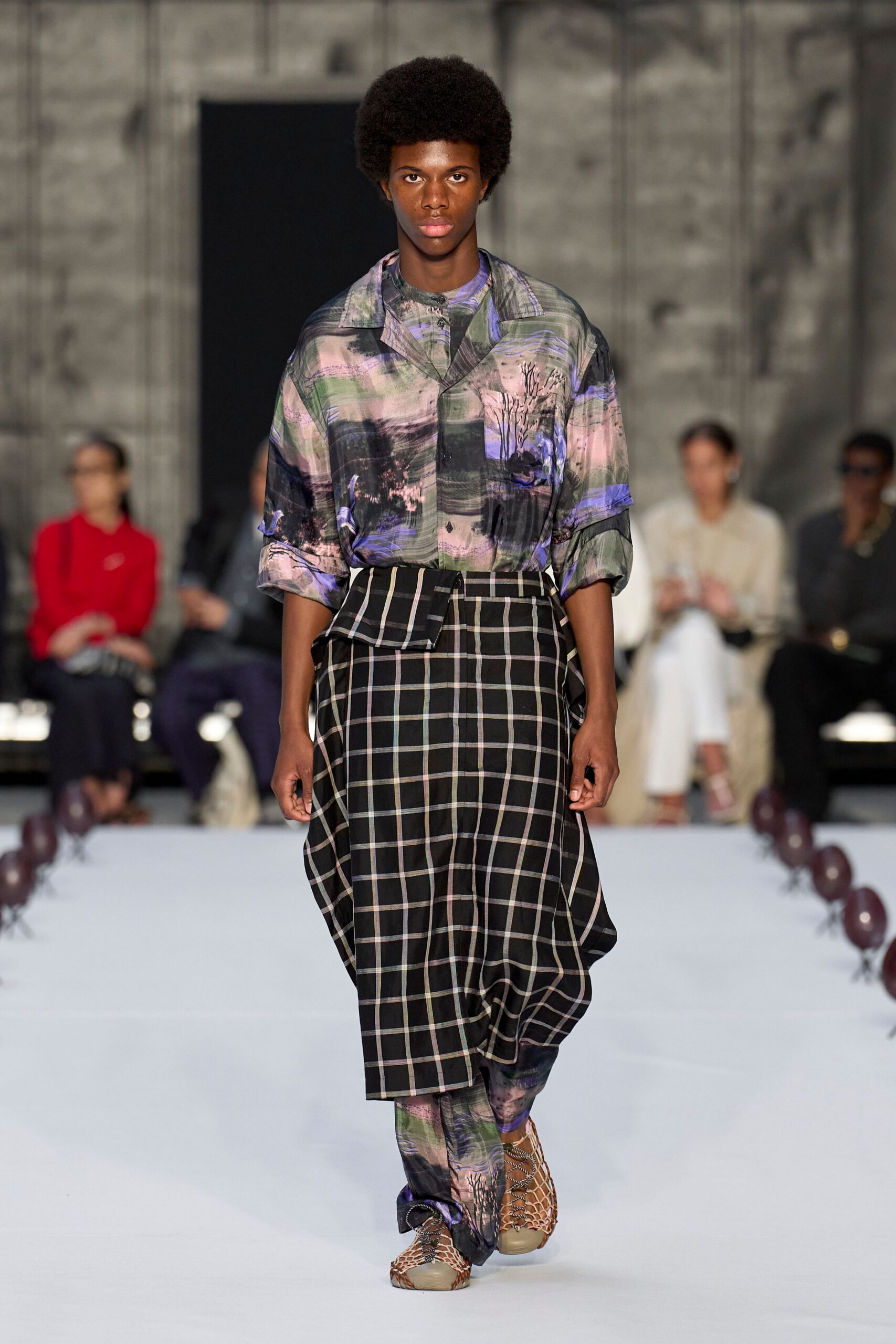 multi cotton long-sleeve collared relaxed printed shirt