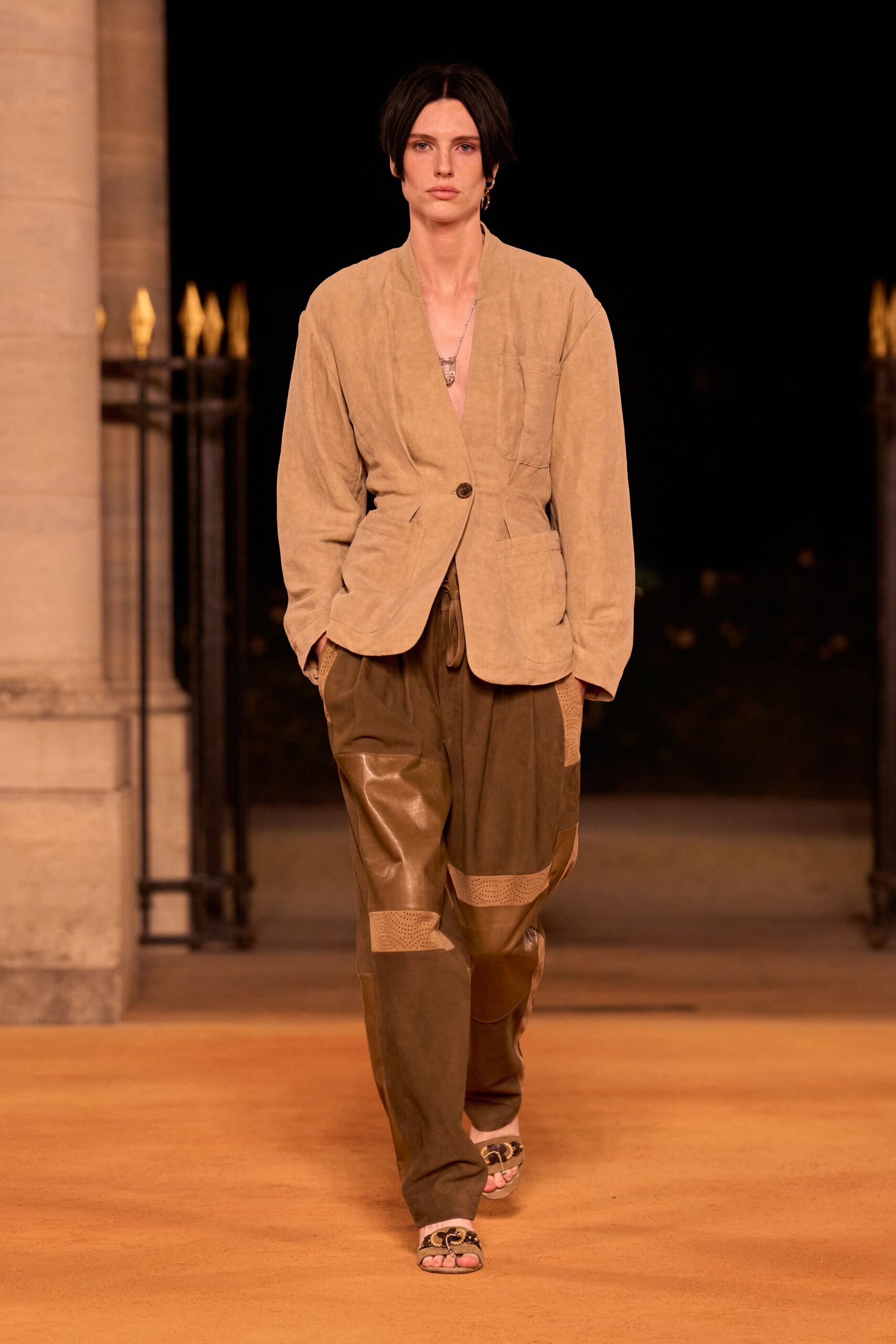 brown leather relaxed cargo pants