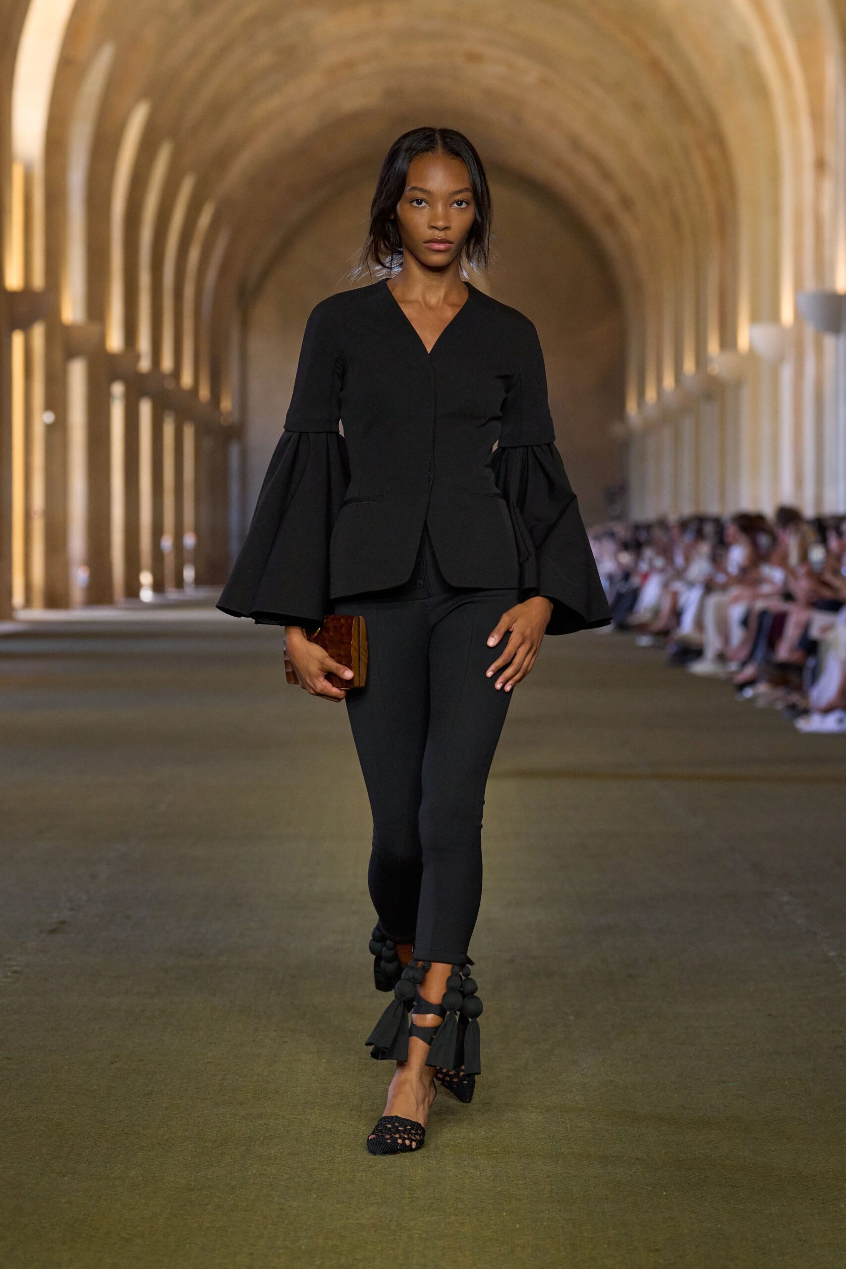 black fitted blazer and pants