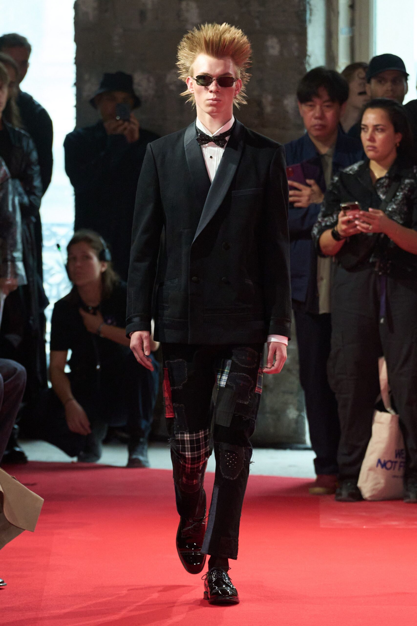 black structured blazer with cargo pants