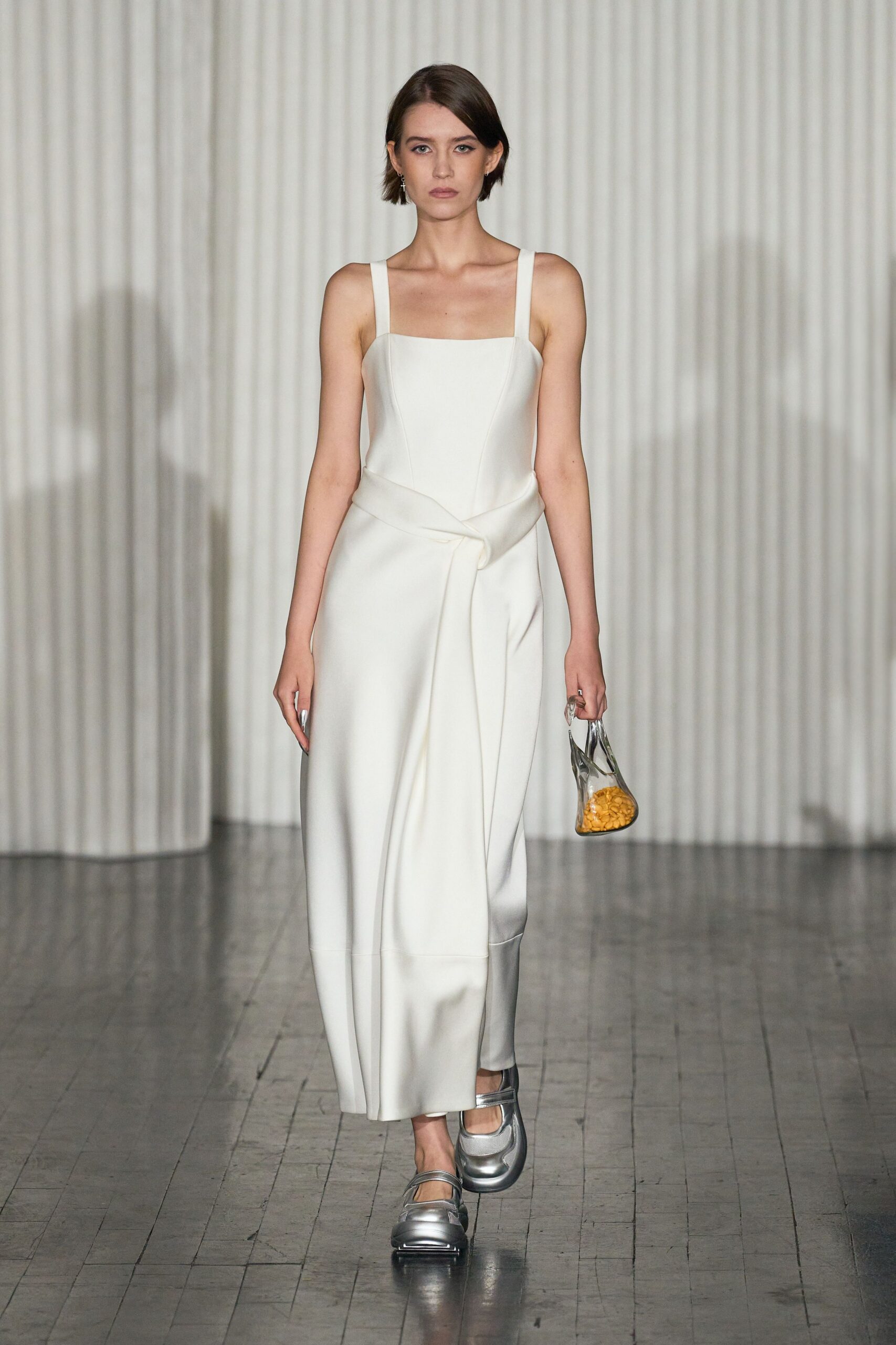 white fitted midi dress