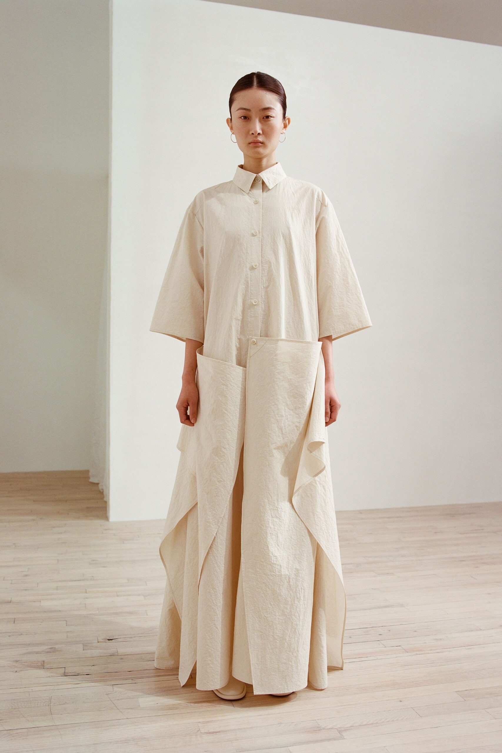 beige relaxed cotton dress