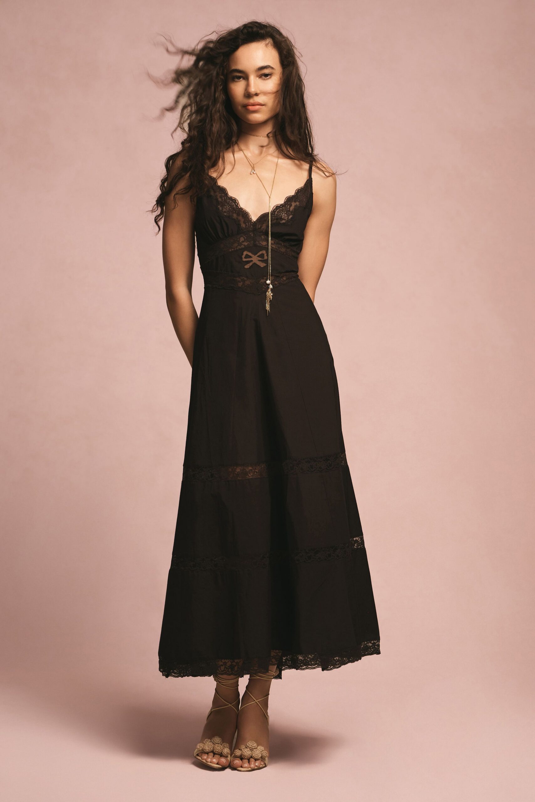 black maxi dress with lace