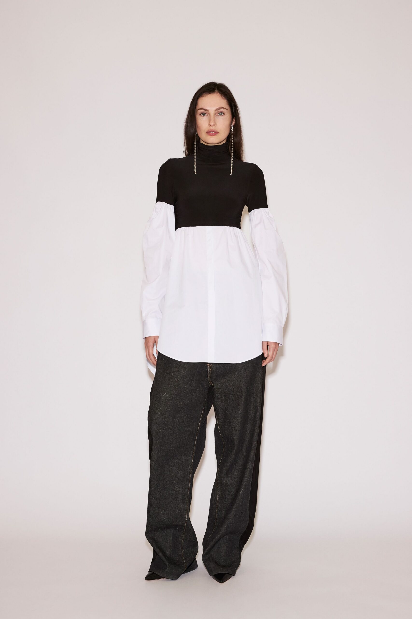 black denim relaxed wide-leg pants