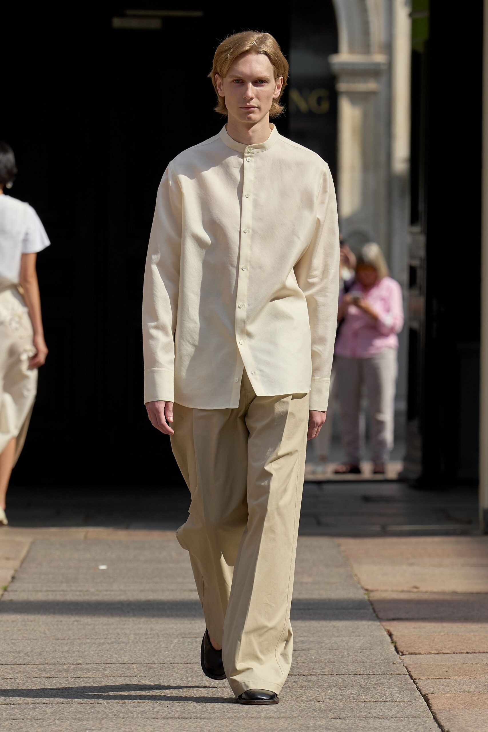 beige relaxed shirt and pants