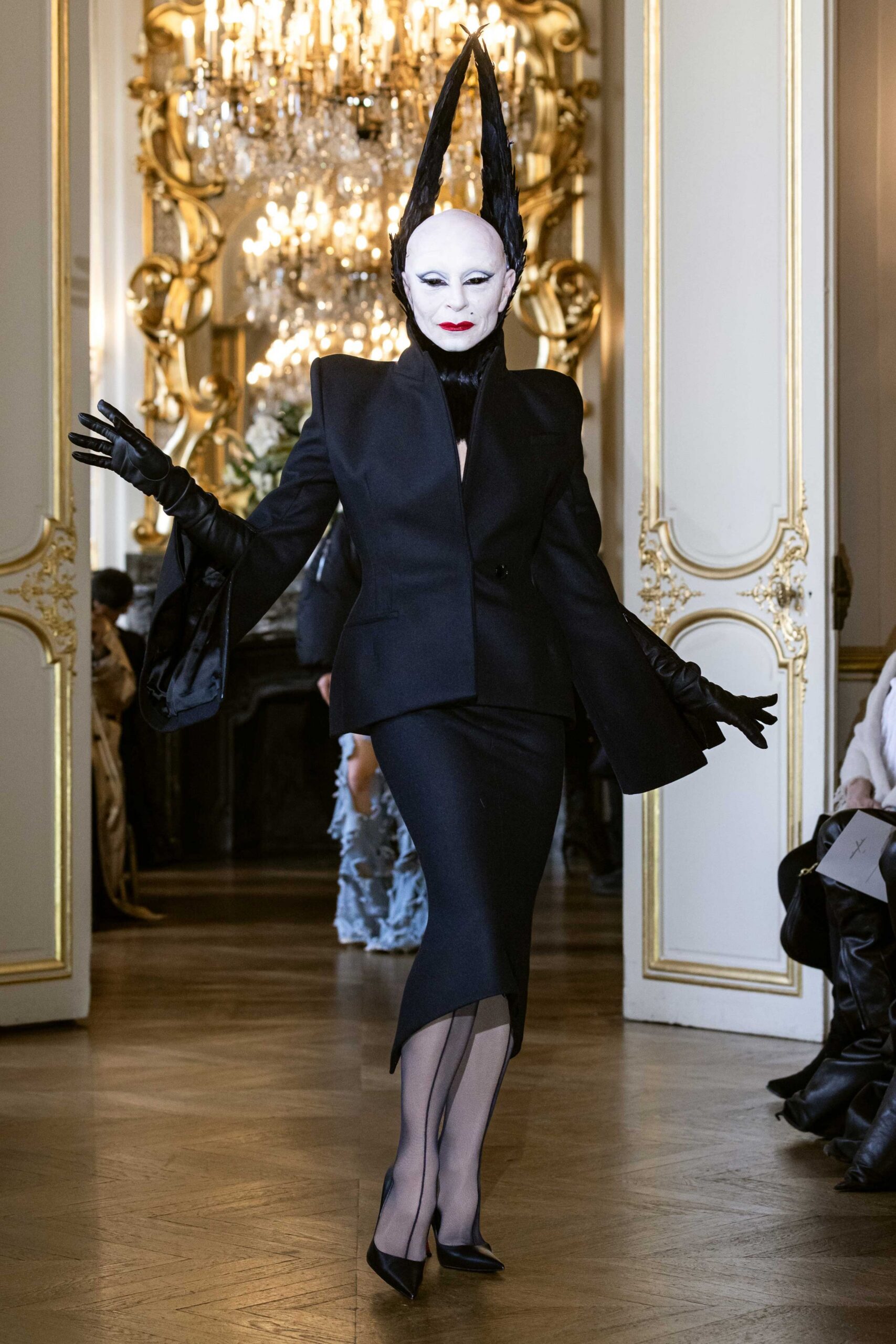 black leather gloves