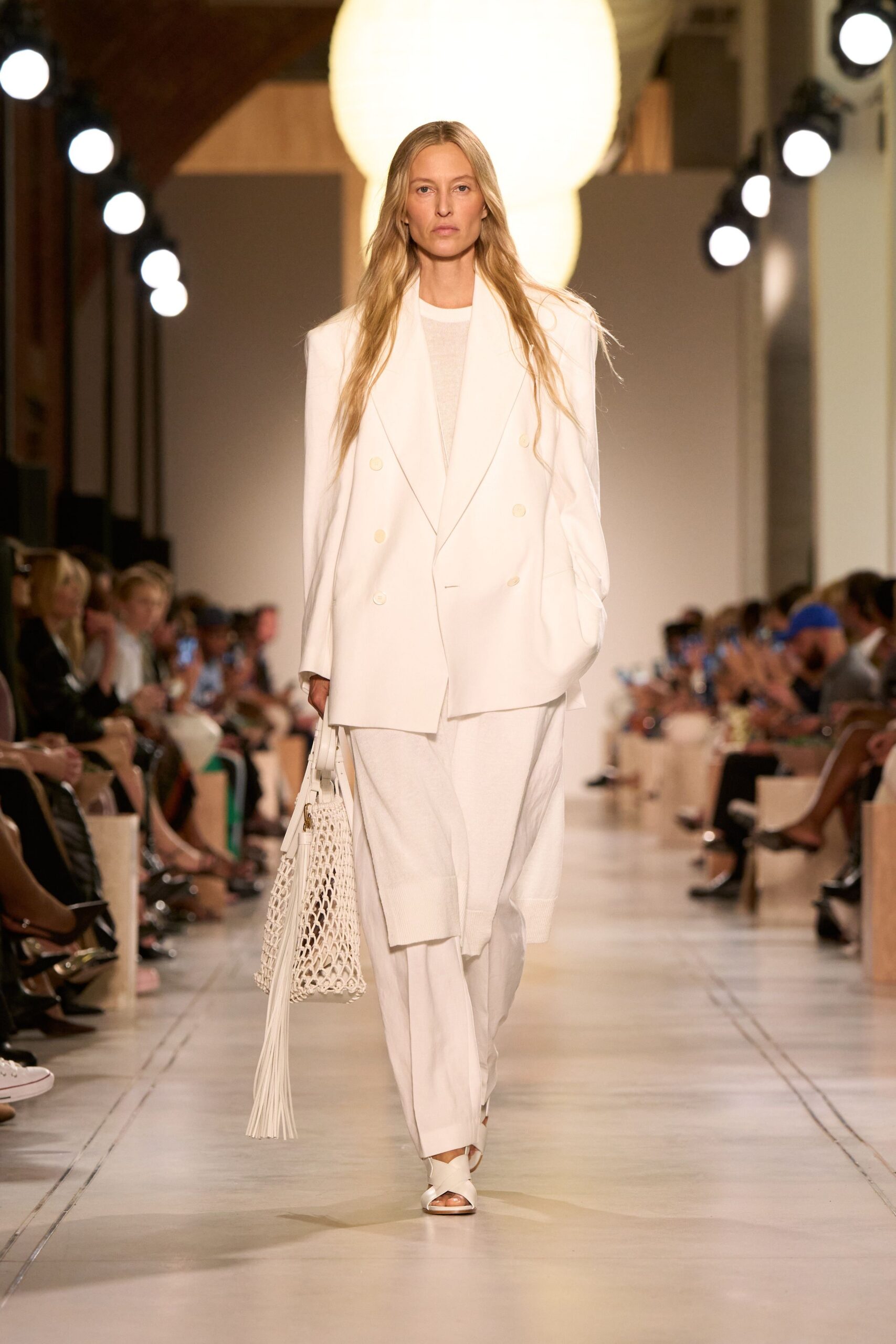 white oversized blazer and relaxed pants