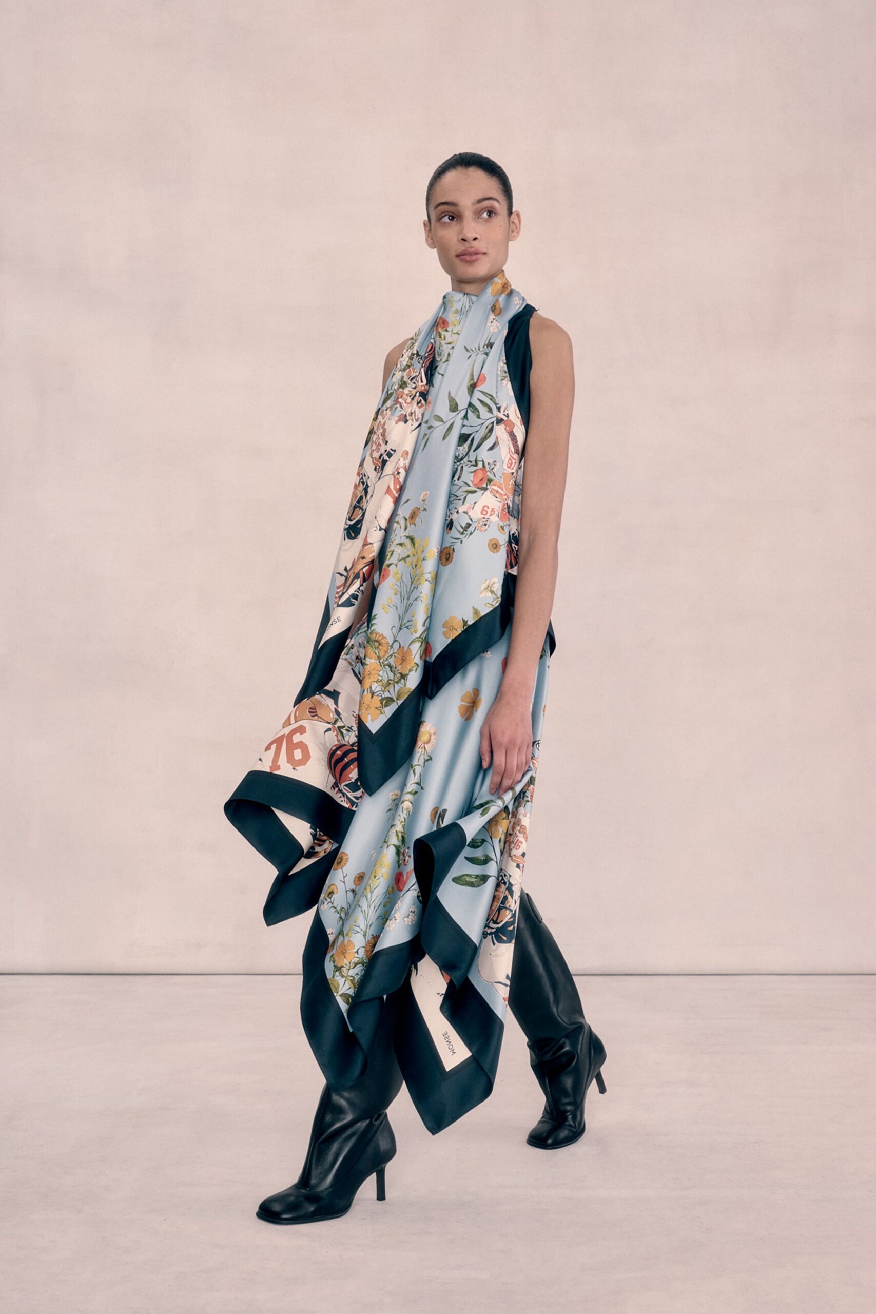 blue multi-colored silk dress
