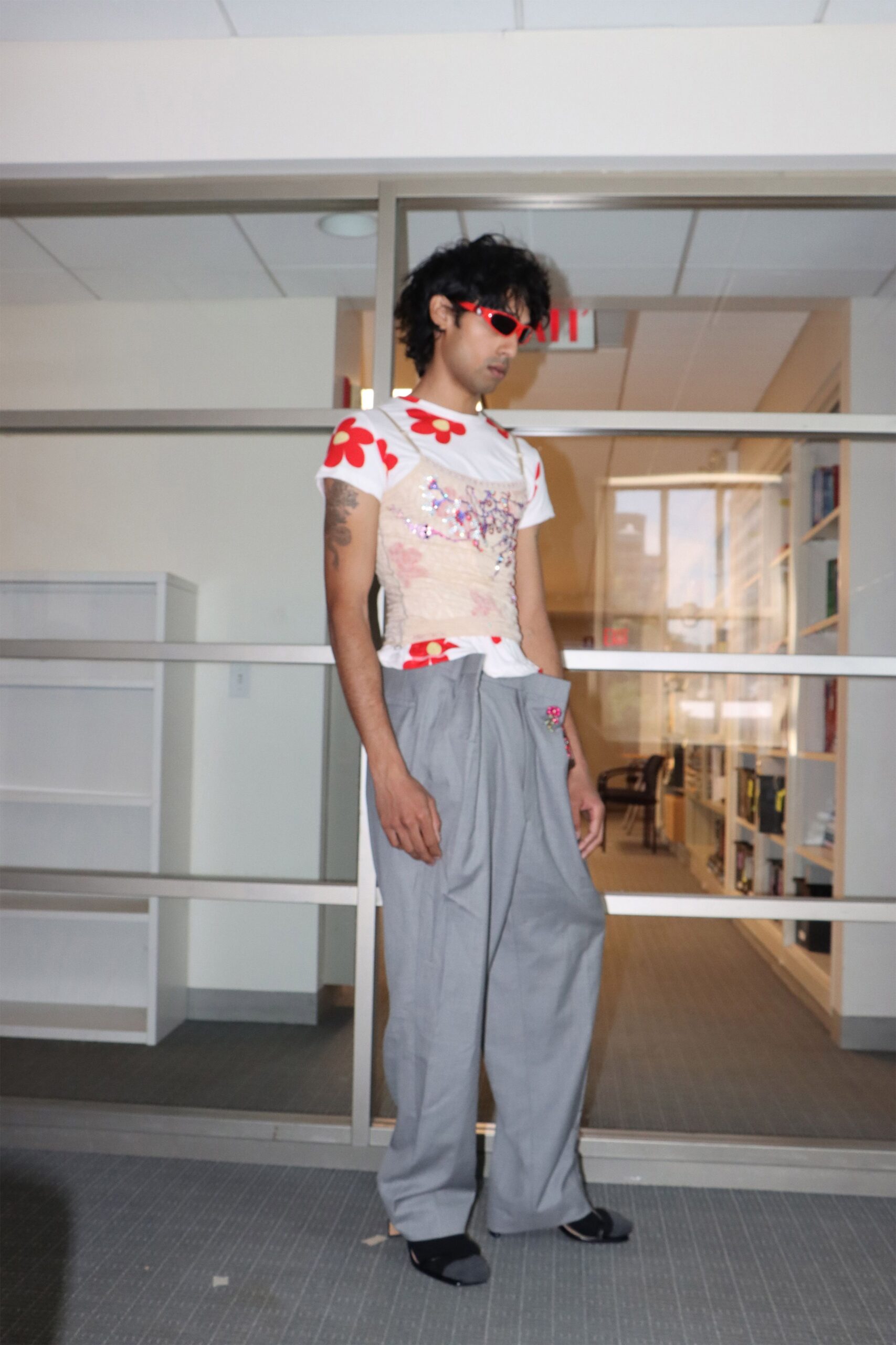 floral fitted top with relaxed pants