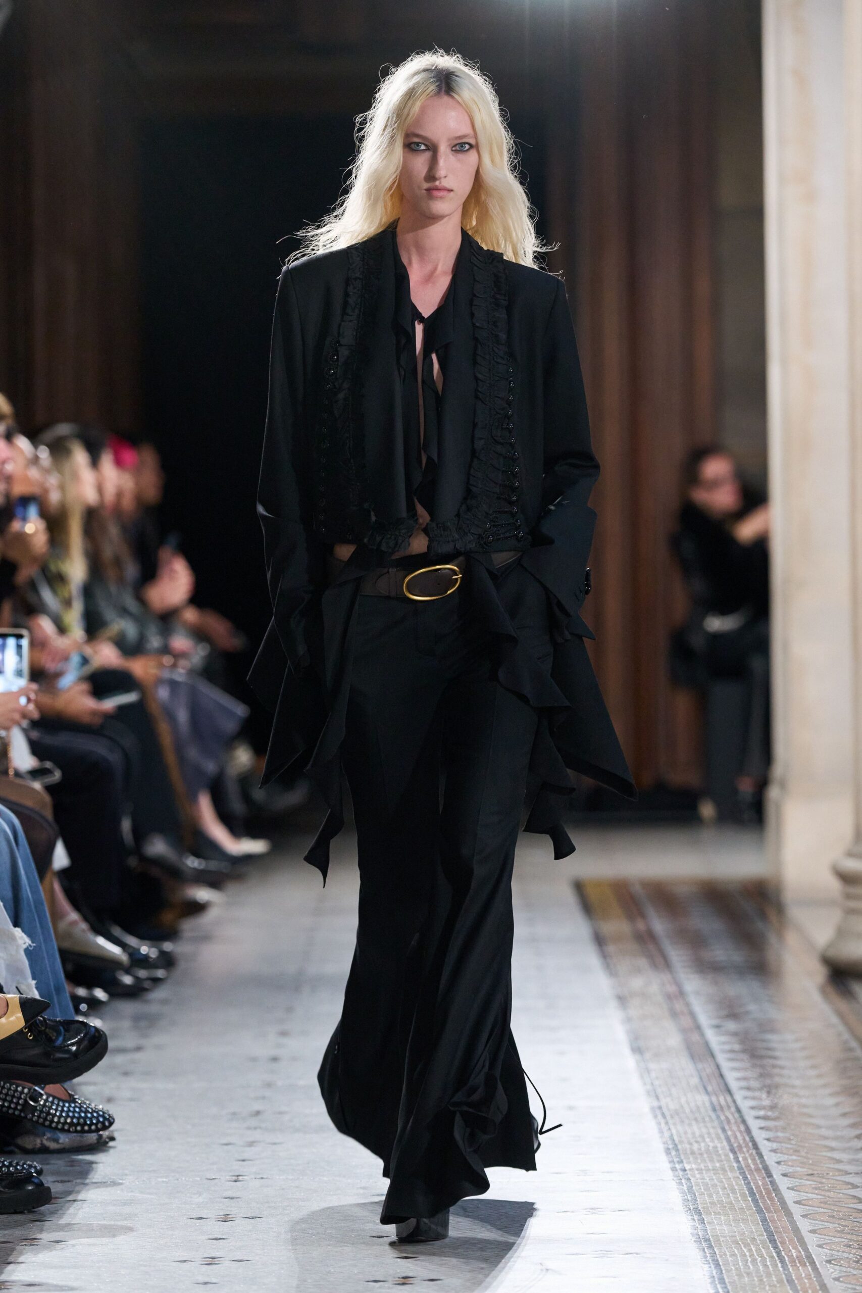 black silk blazer and pants