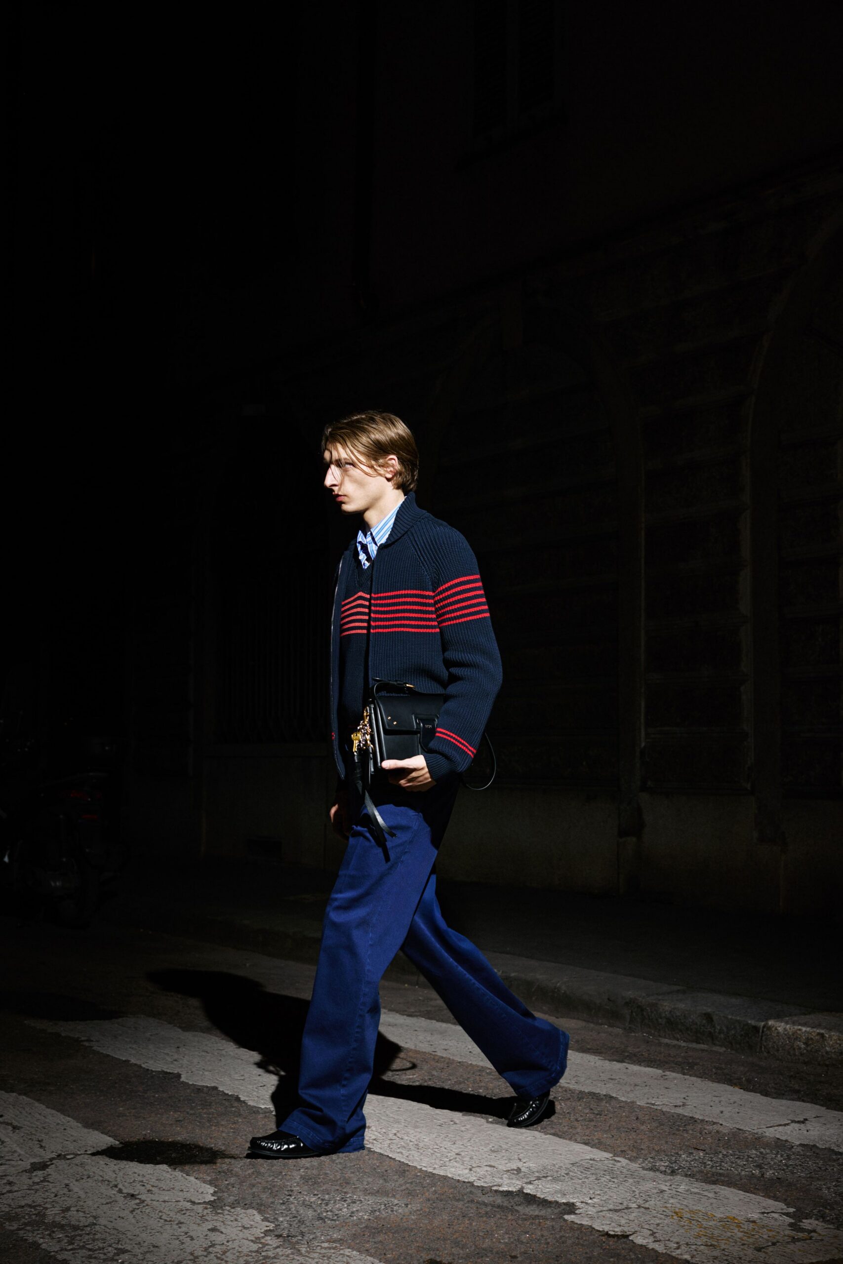 navy striped wool sweater
