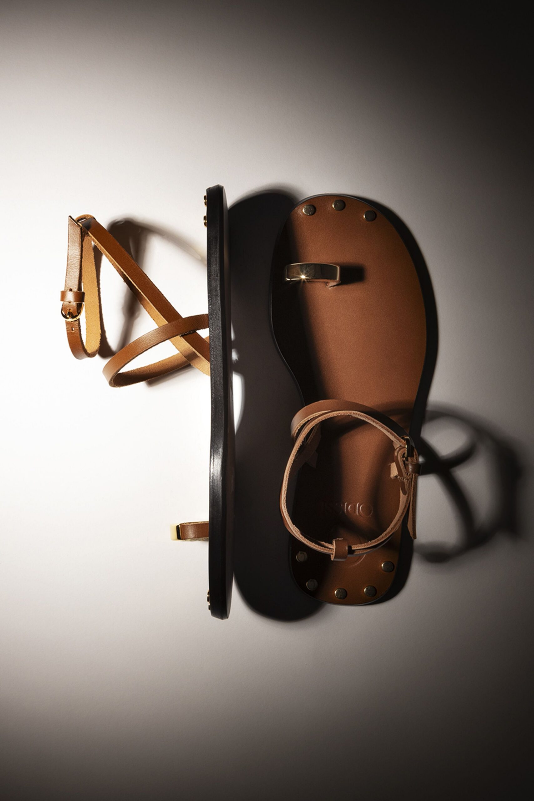 brown leather zippered sandals