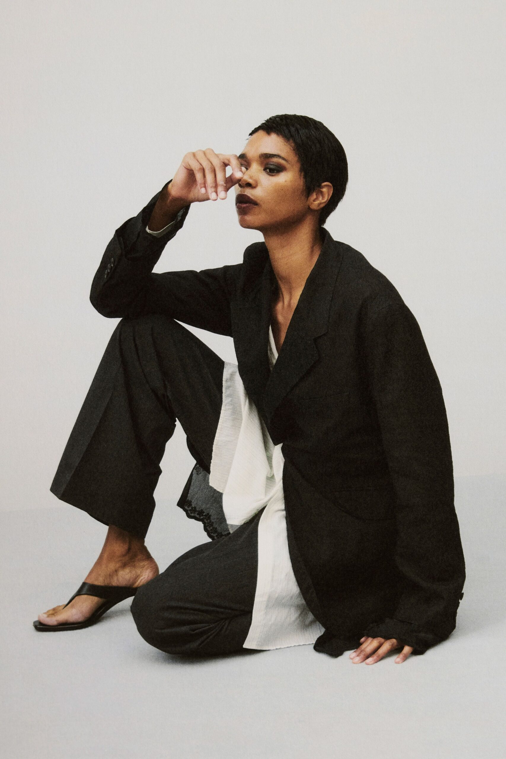 black blazer white shirt tailored pants
