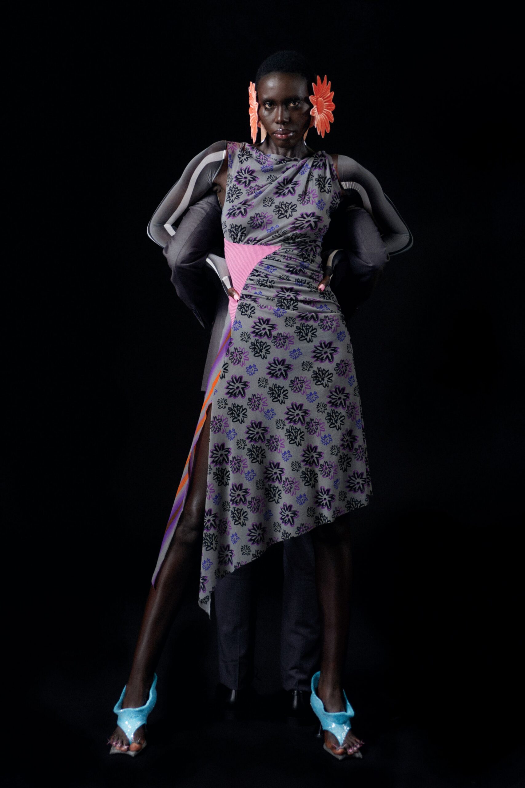 purple floral asymmetric dress