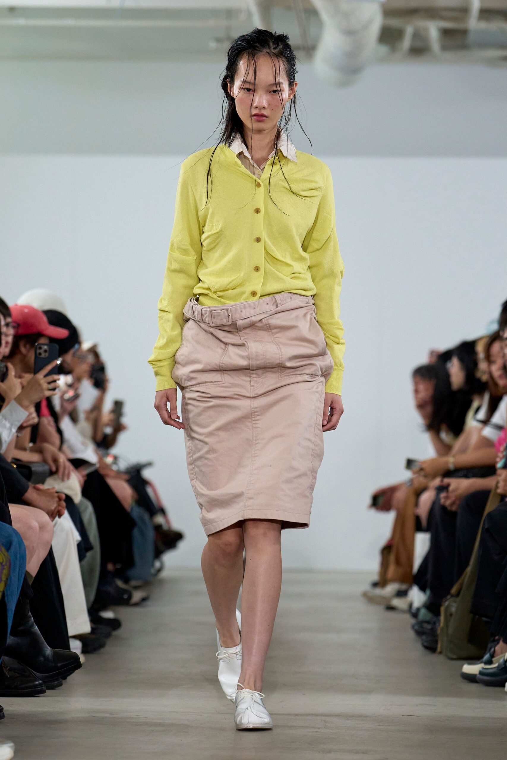 yellow cotton long-sleeve collared relaxed shirt