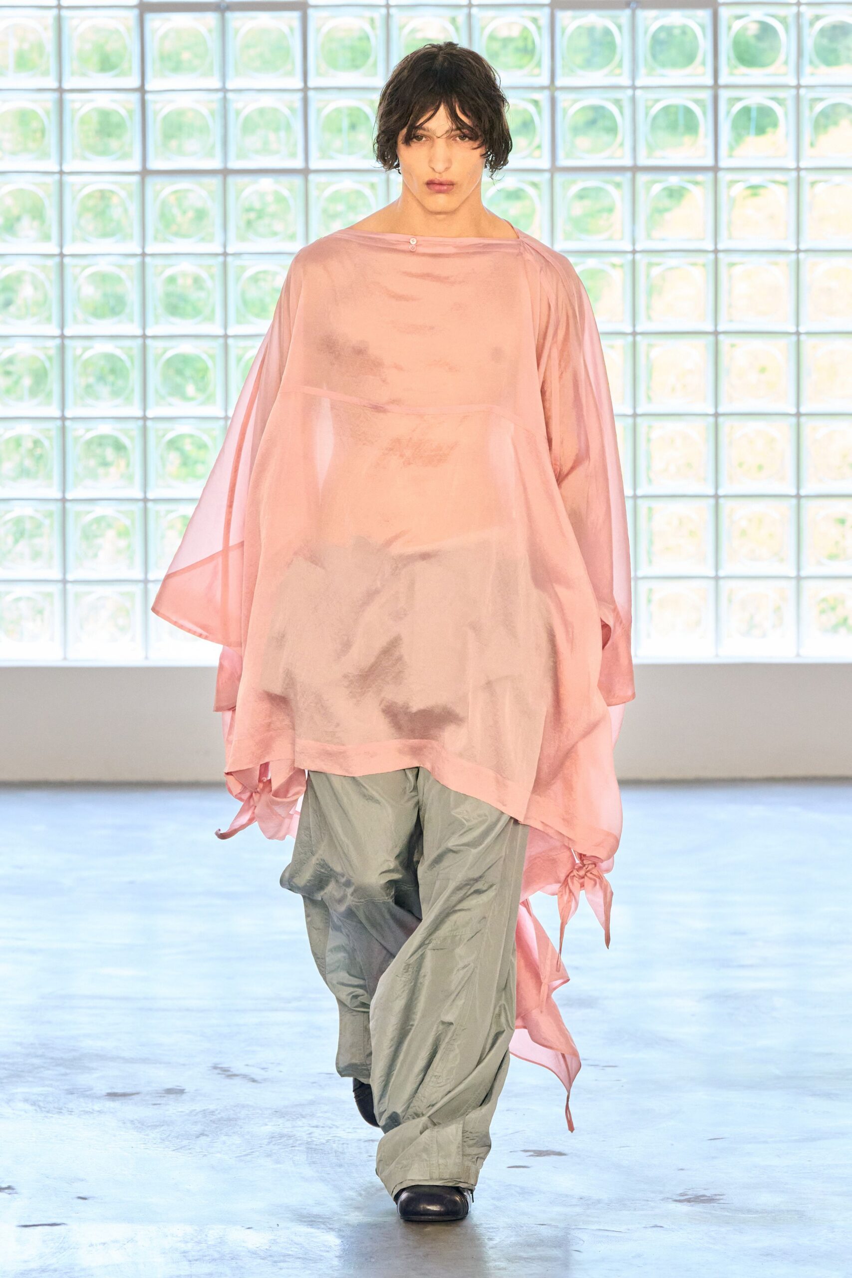 pink chiffon sleeveless relaxed layered sheer top