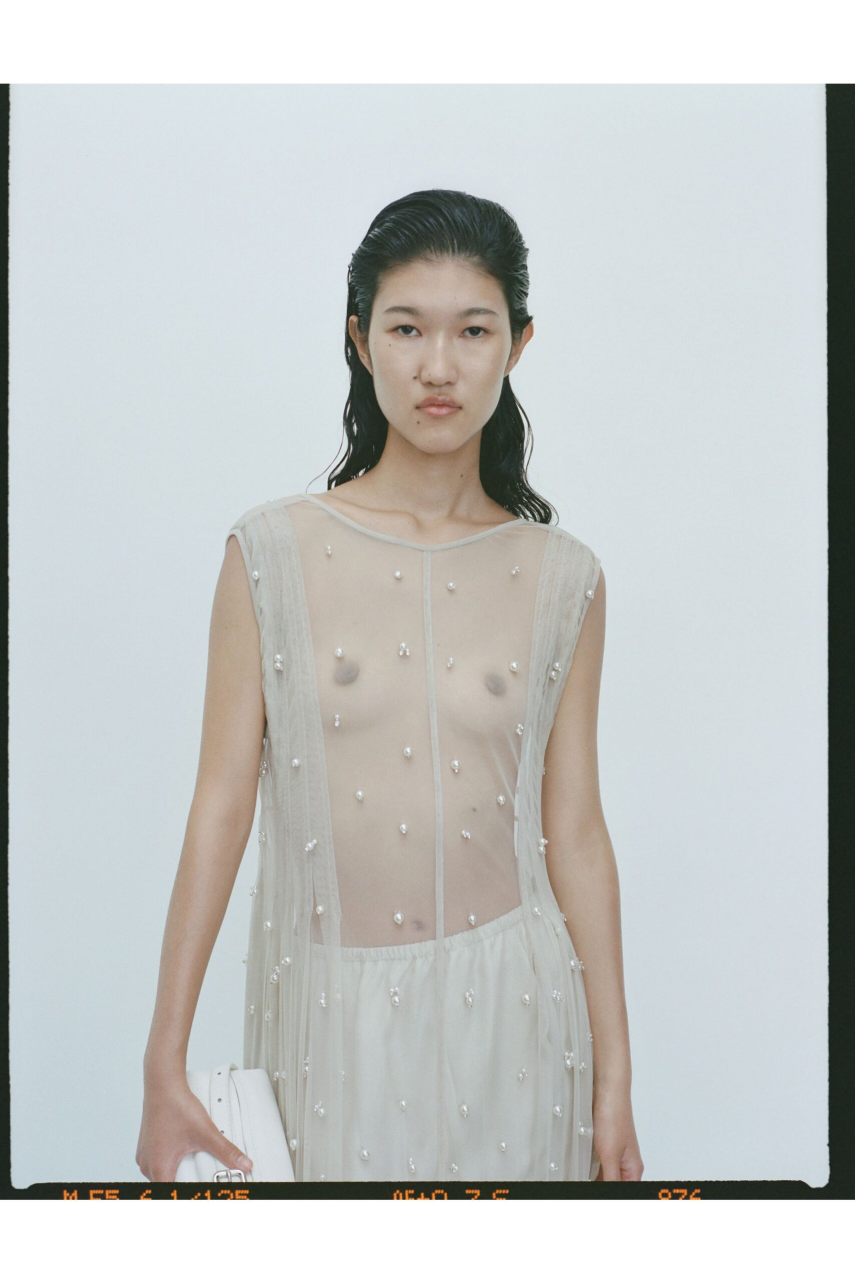 white sheer embellished dress