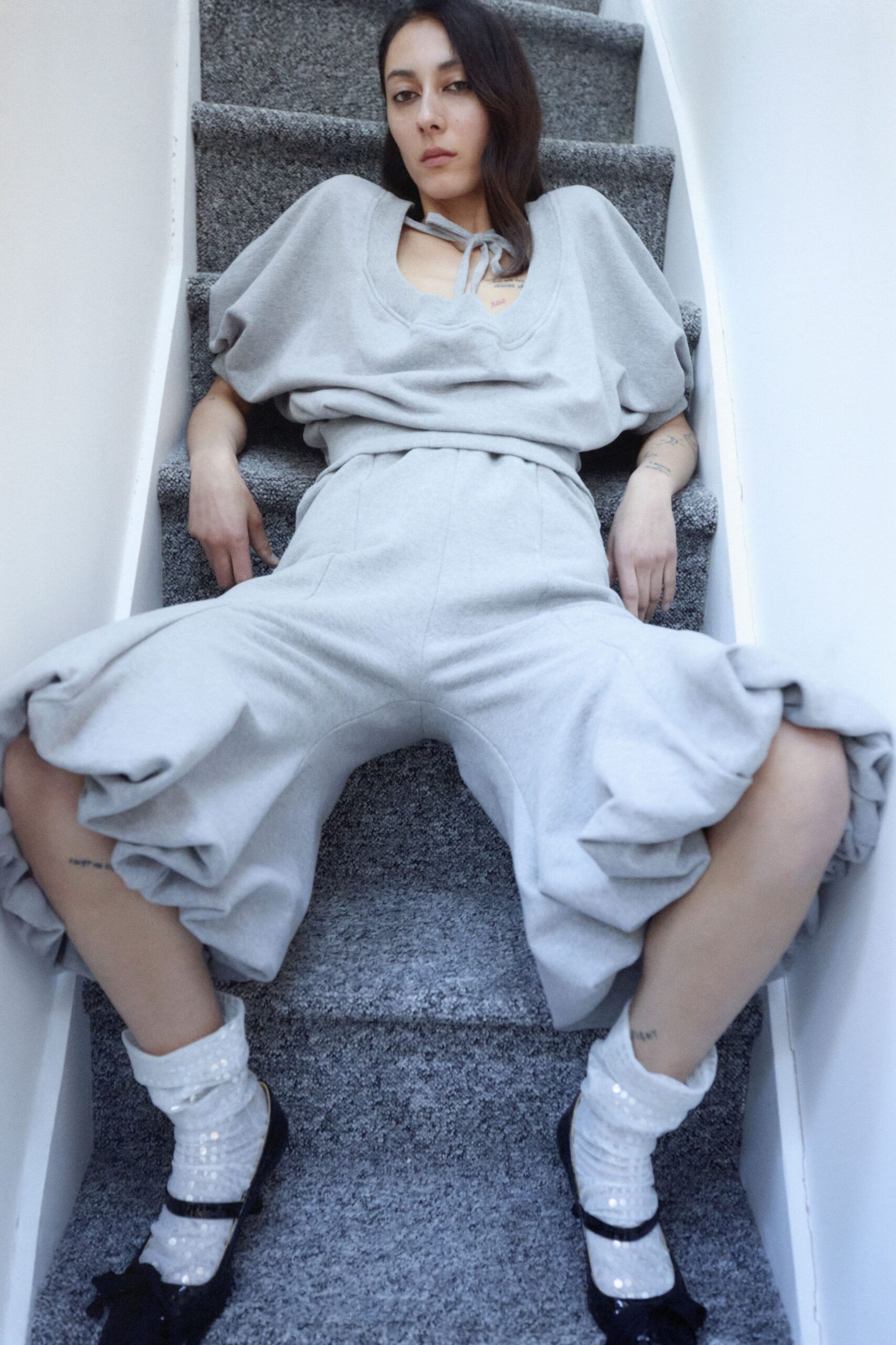 gray relaxed top and pants
