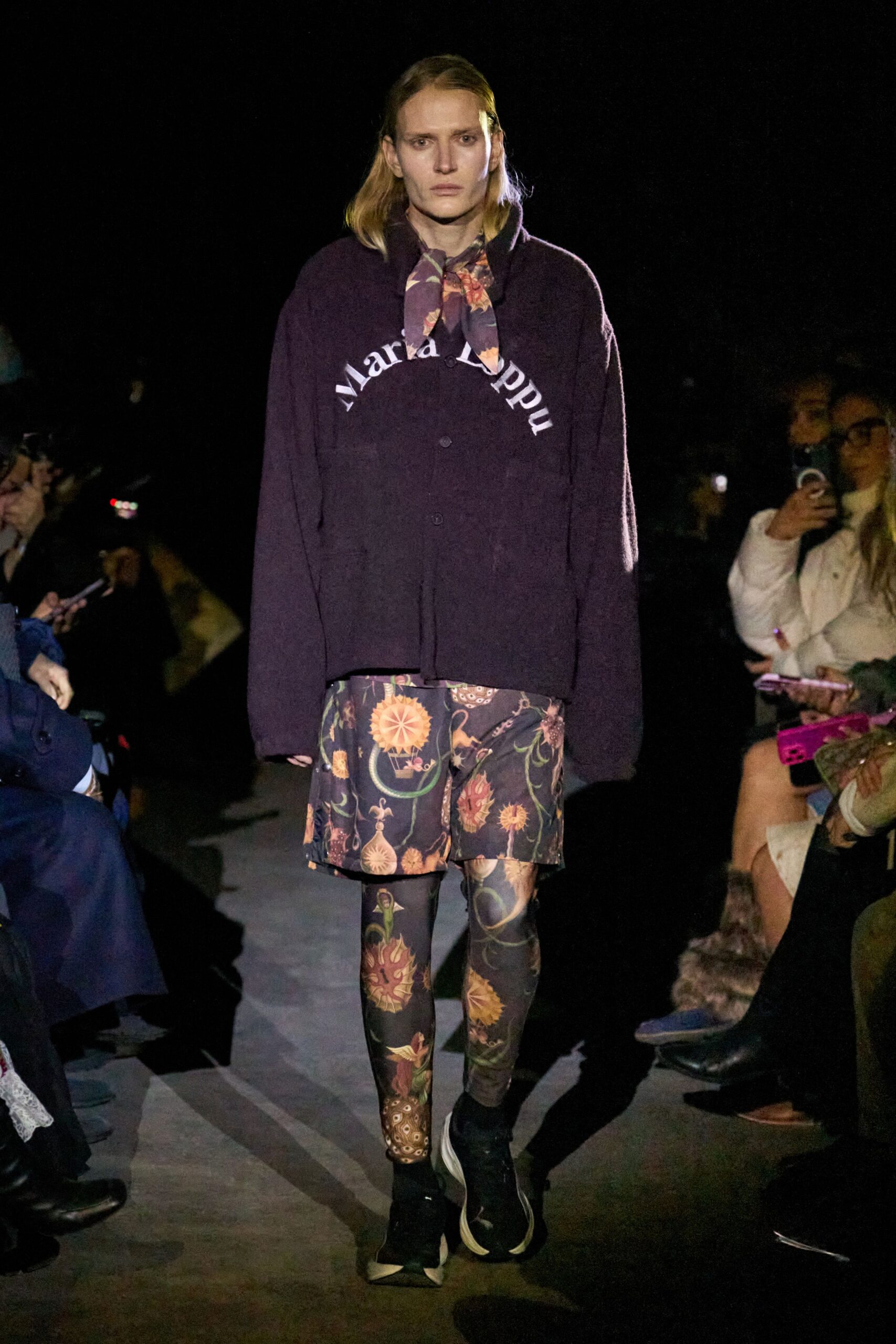 purple cotton long-sleeve collared oversized printed hoodie