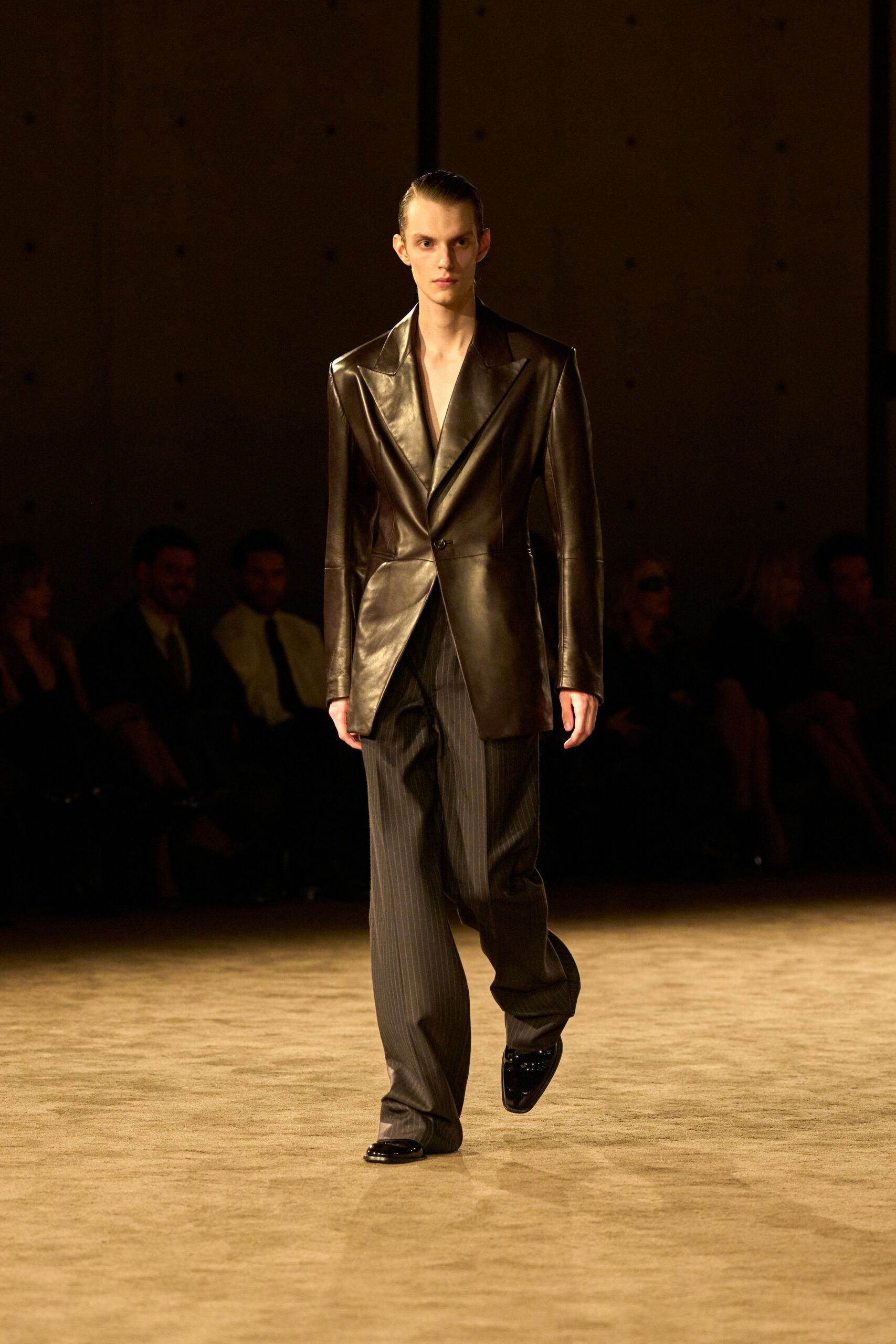 black cotton slim pleated straight-leg pants