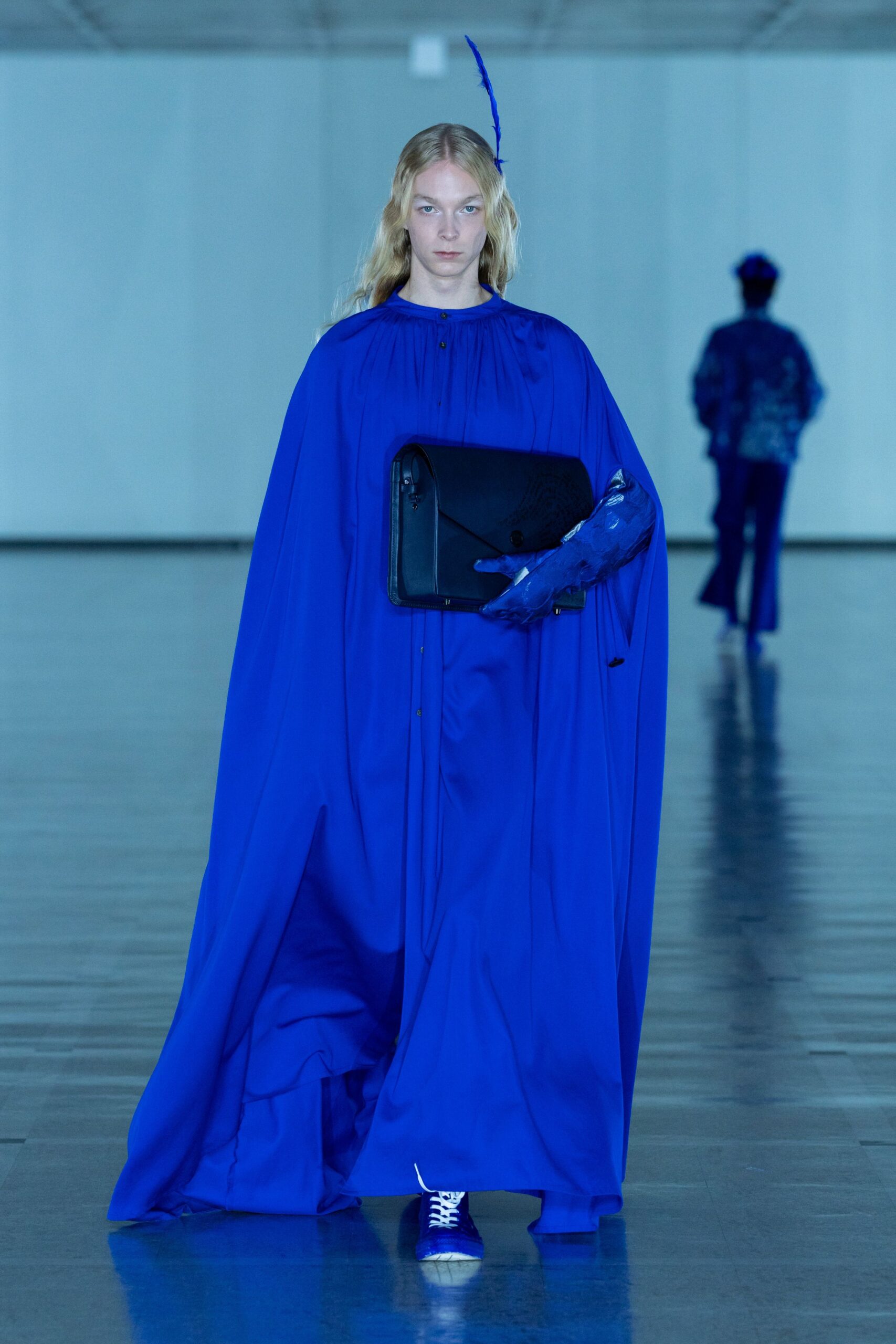 blue silk cape and top