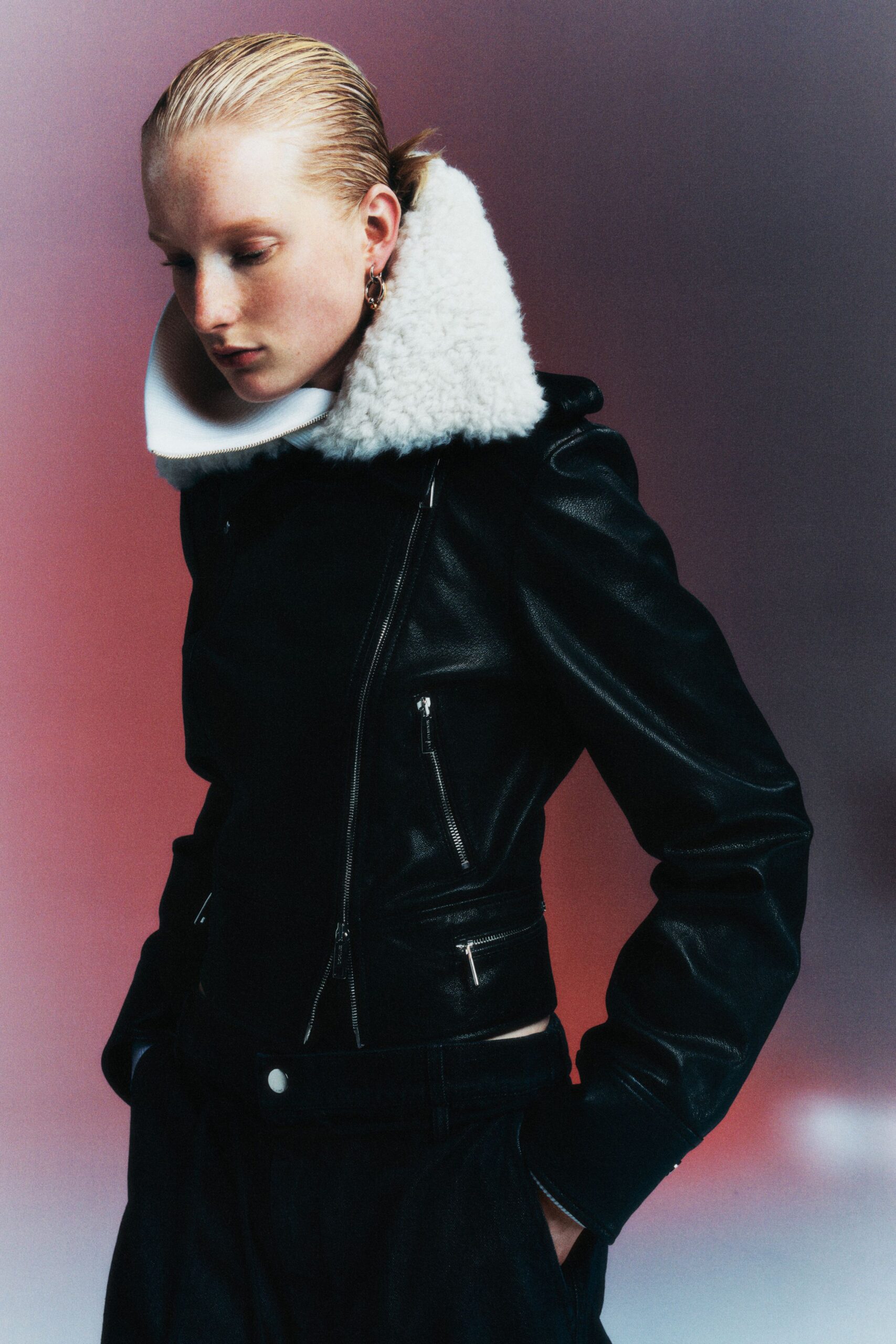 black leather fitted jacket