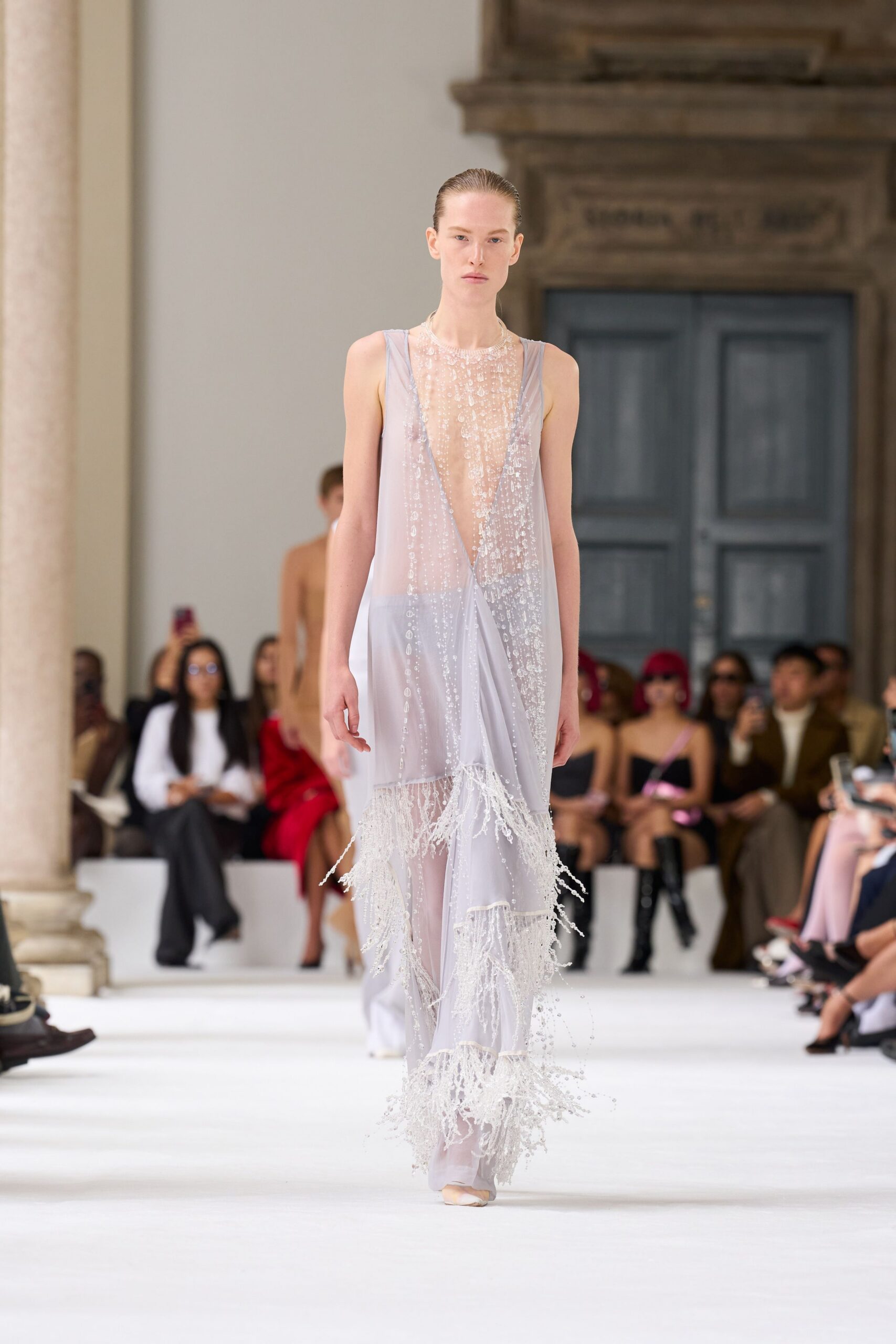 white sheer embellished gown