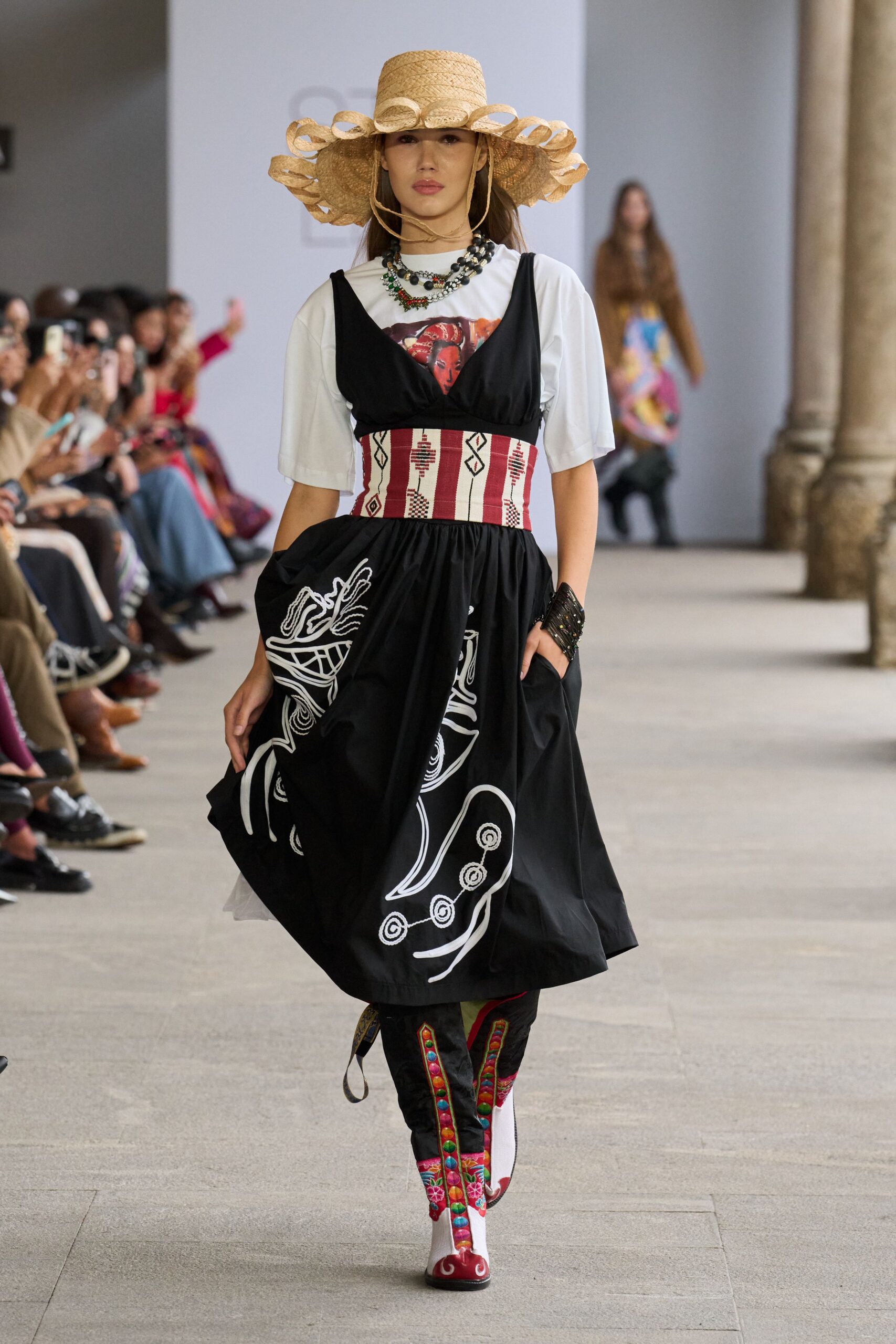 black midi dress with hat