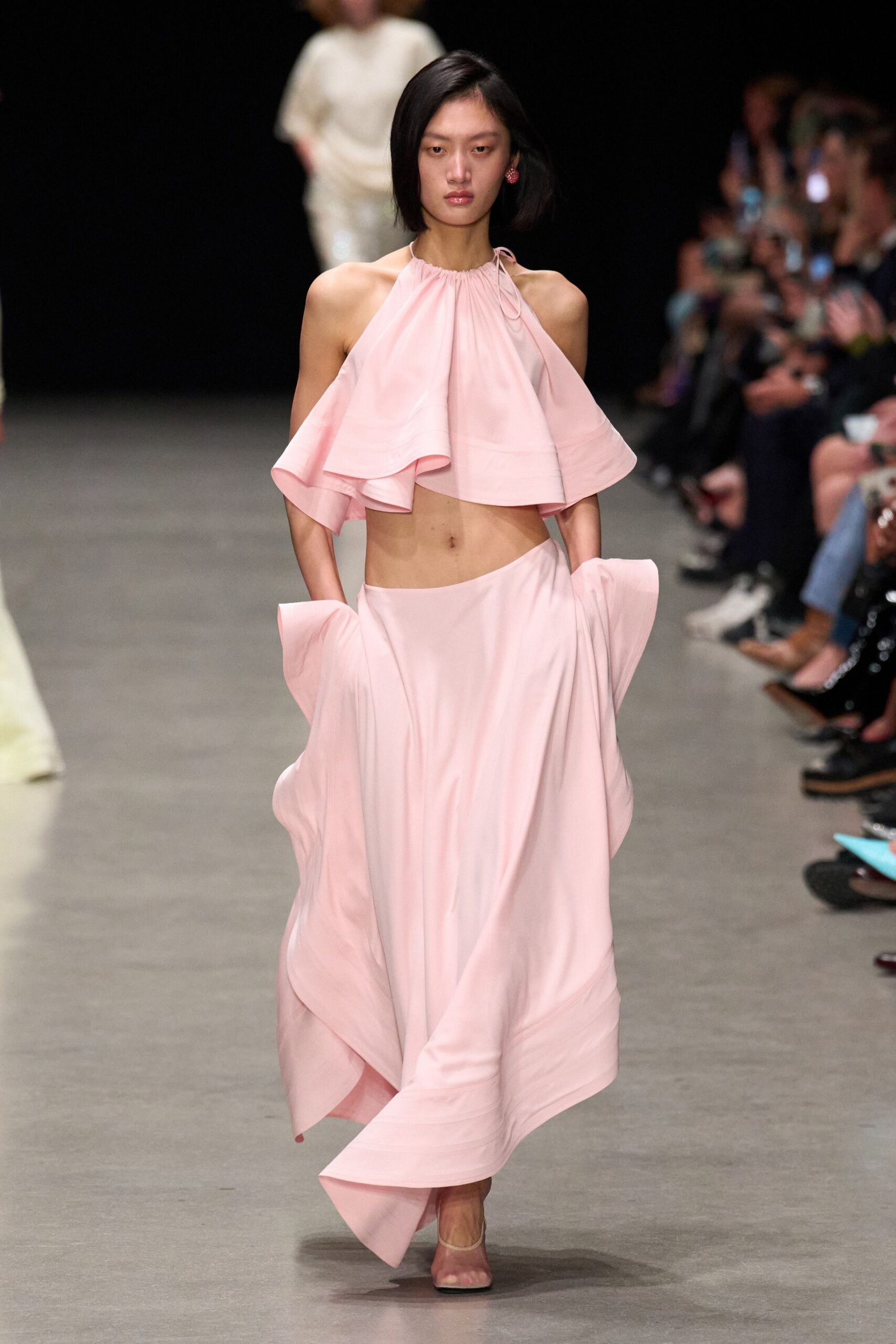 pink silk halter dress