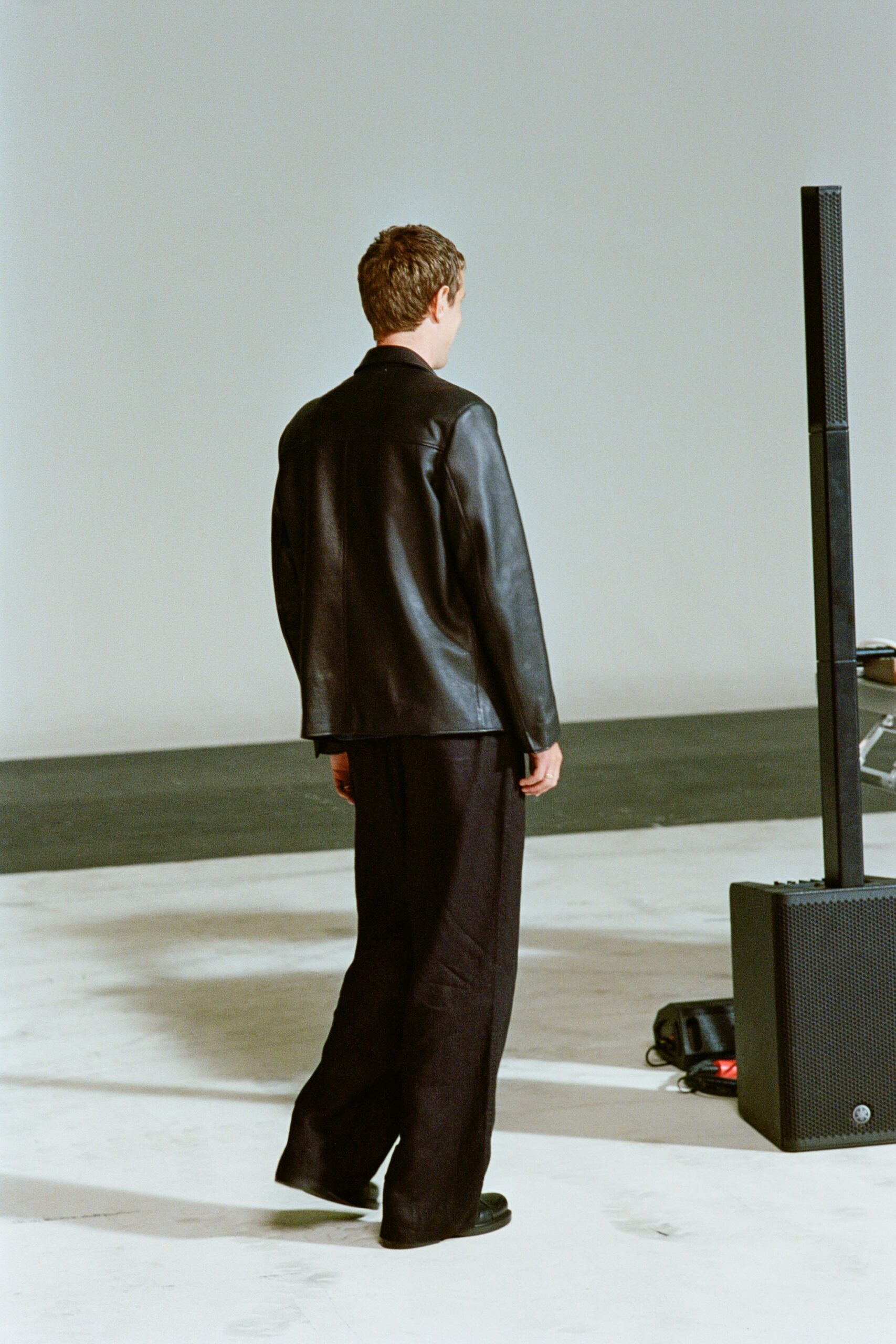 black leather jacket and pants