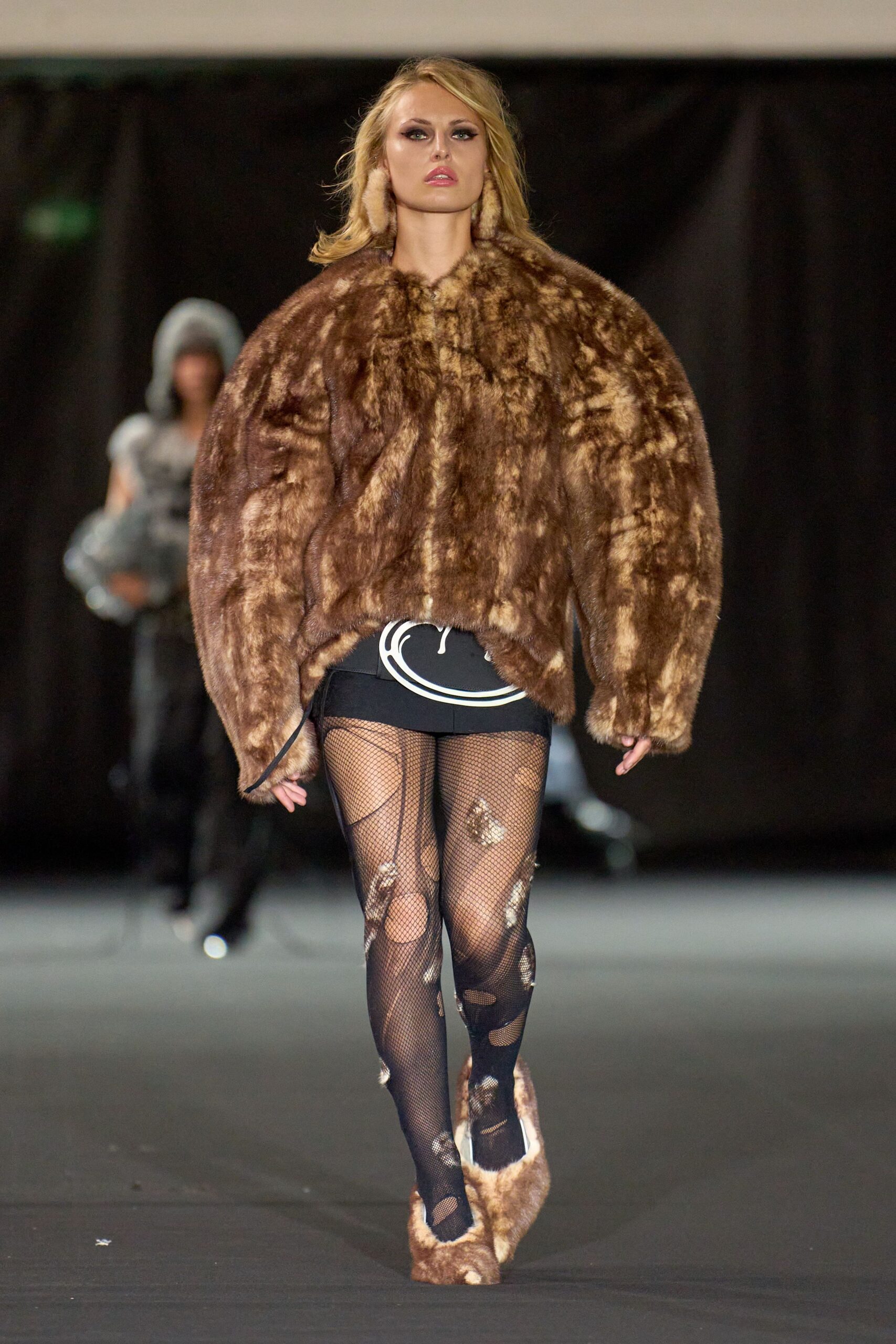 brown fur oversized coat