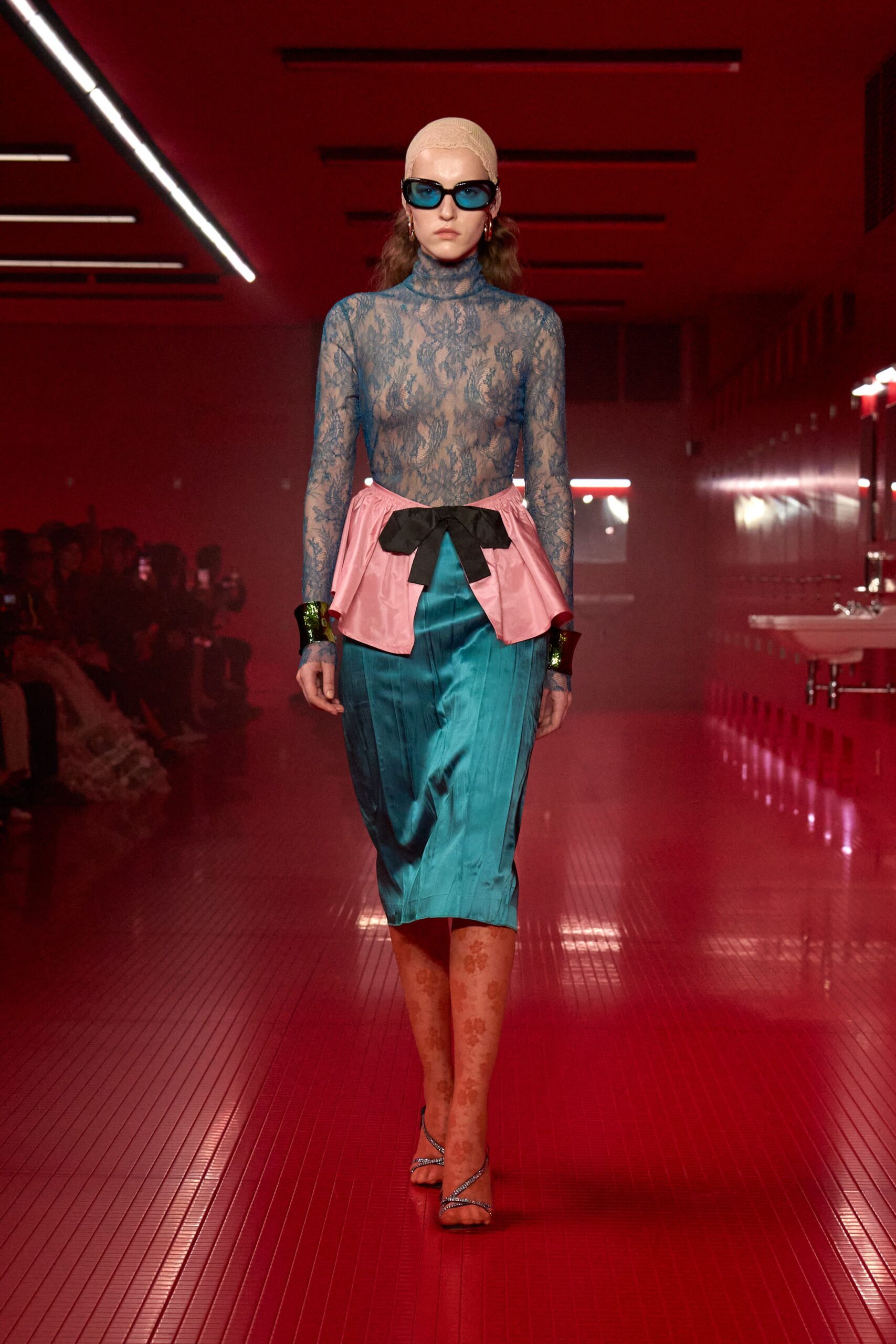 teal silk fitted pencil skirt
