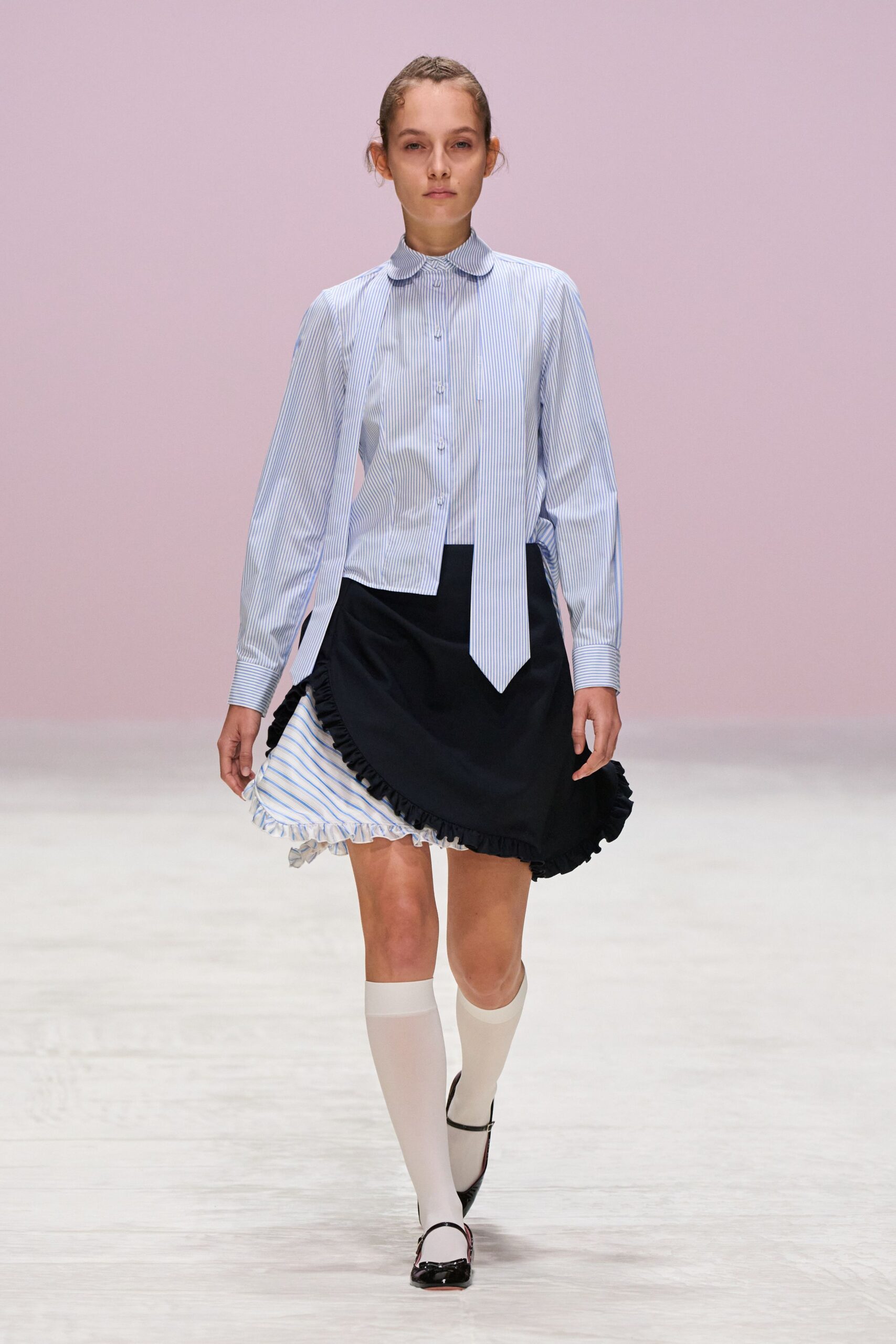 black cotton fitted ruffled skirt