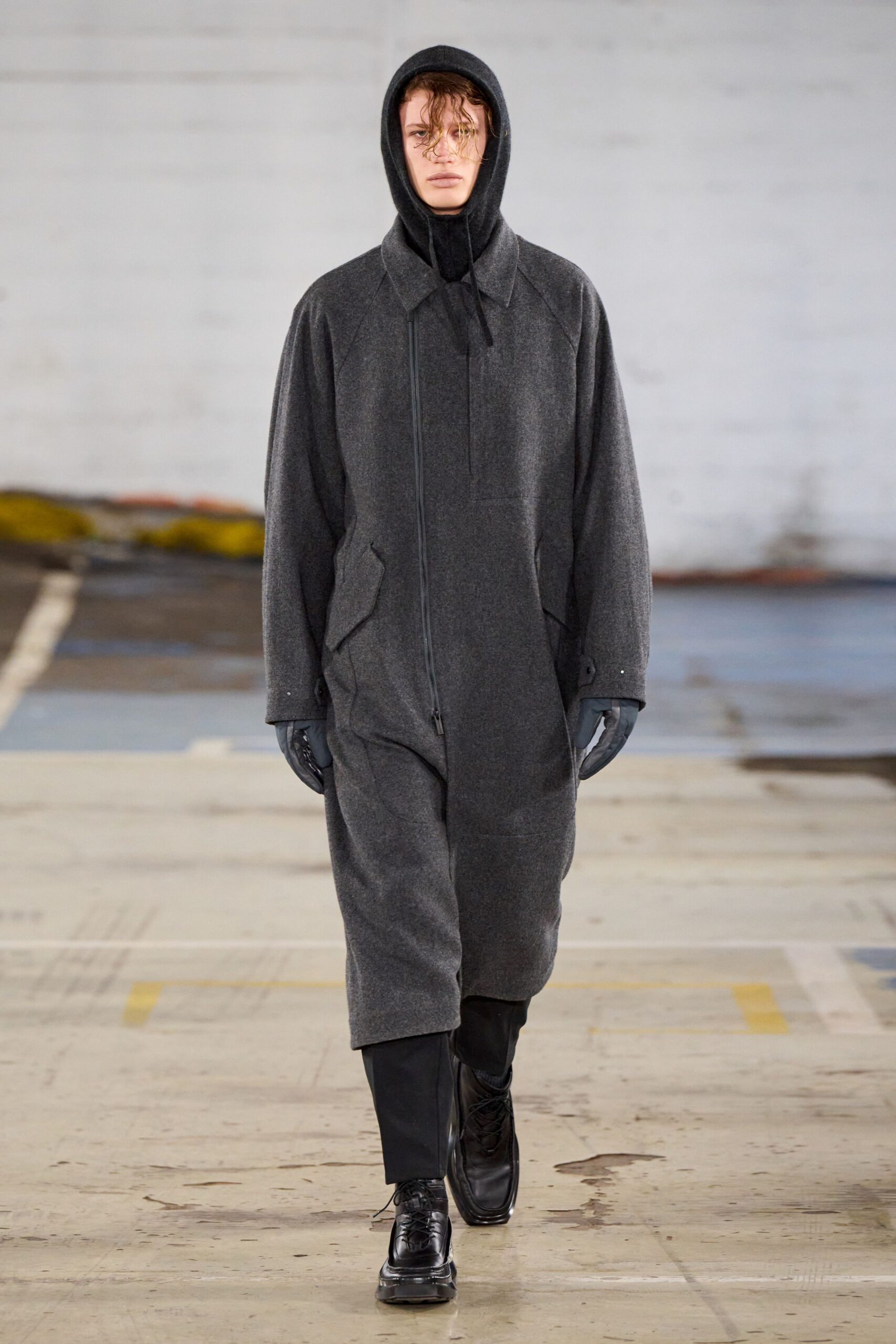 gray wool relaxed coat