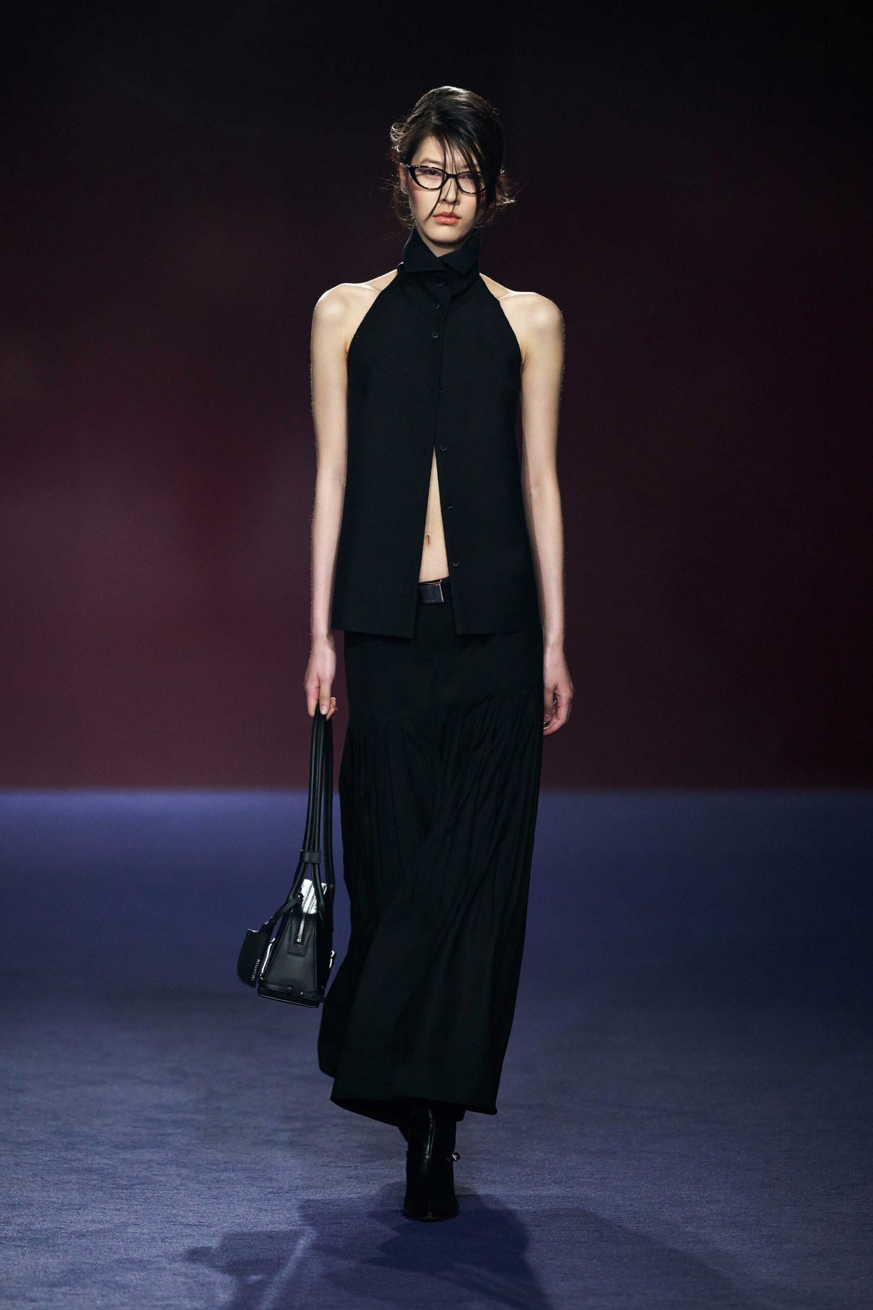 black sleeveless top and maxi skirt