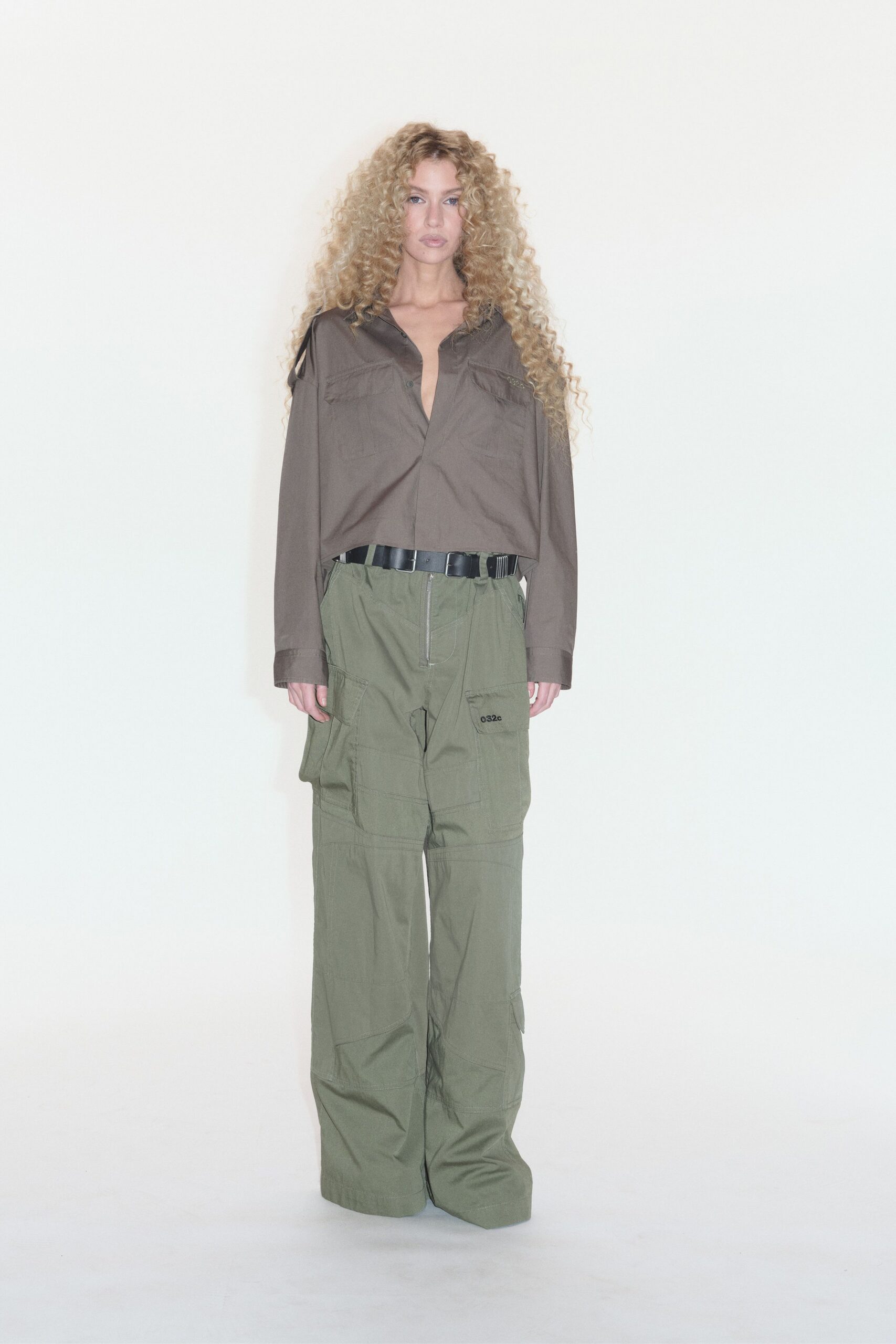 brown shirt green cargo pants
