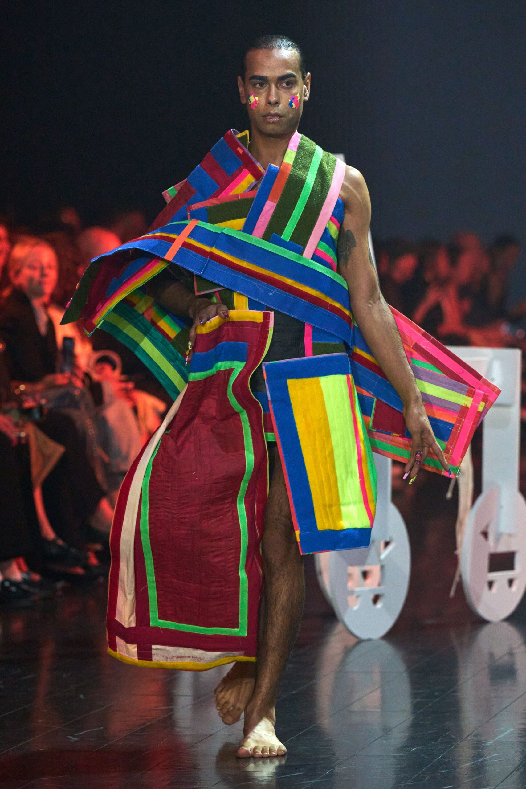 color-blocked layered maxi dress
