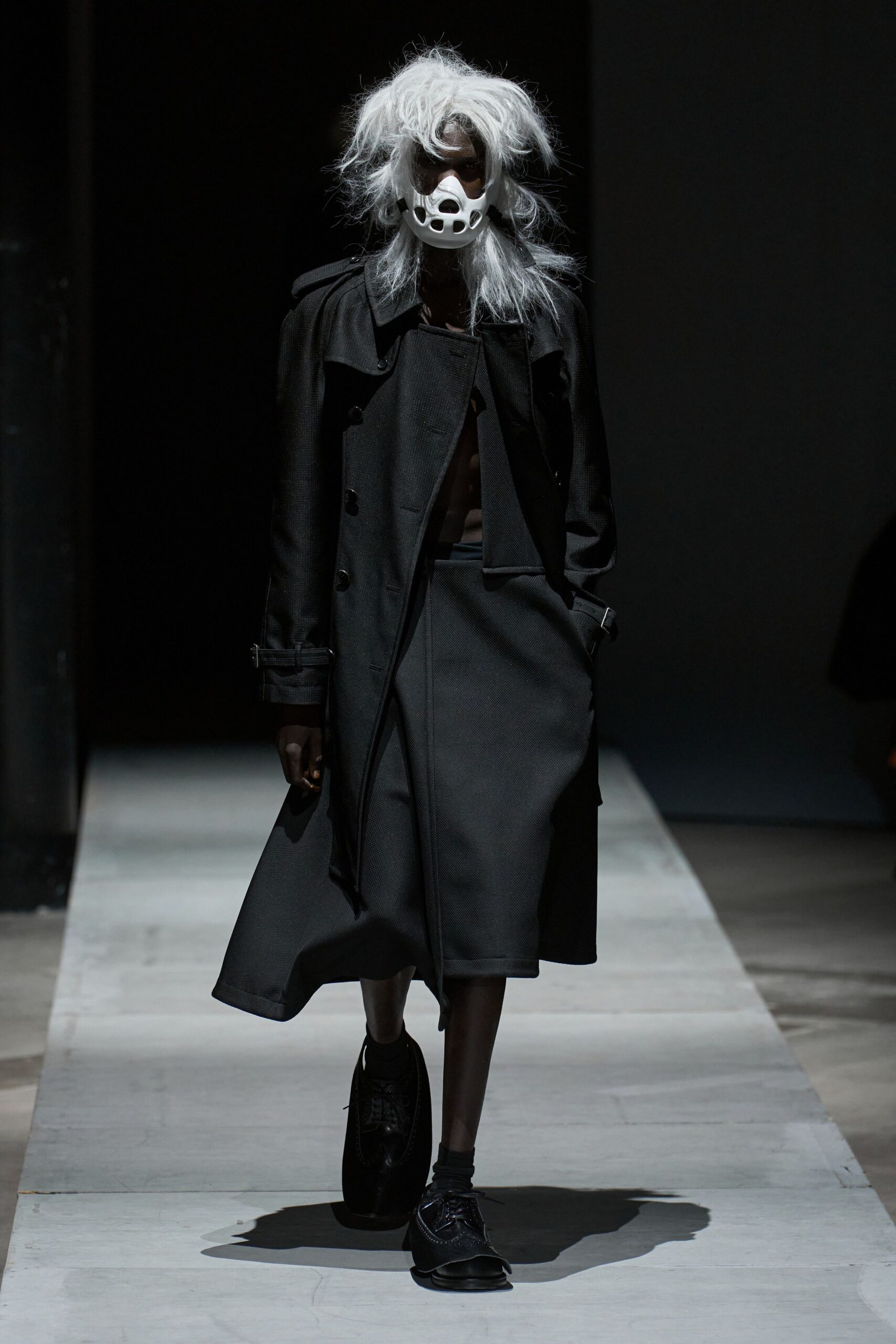 black wool asymmetric fitted skirt