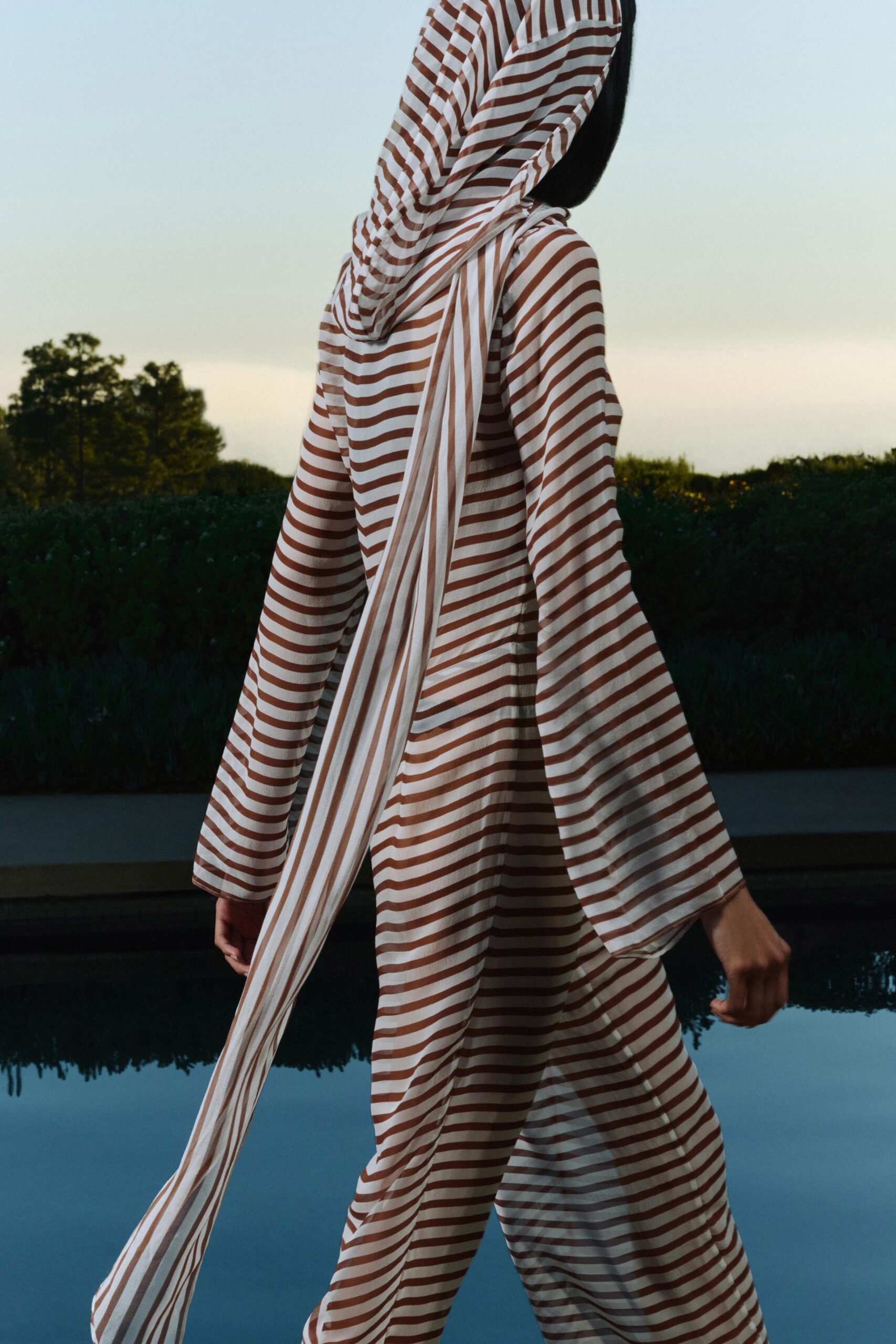 brown and white striped jumpsuit