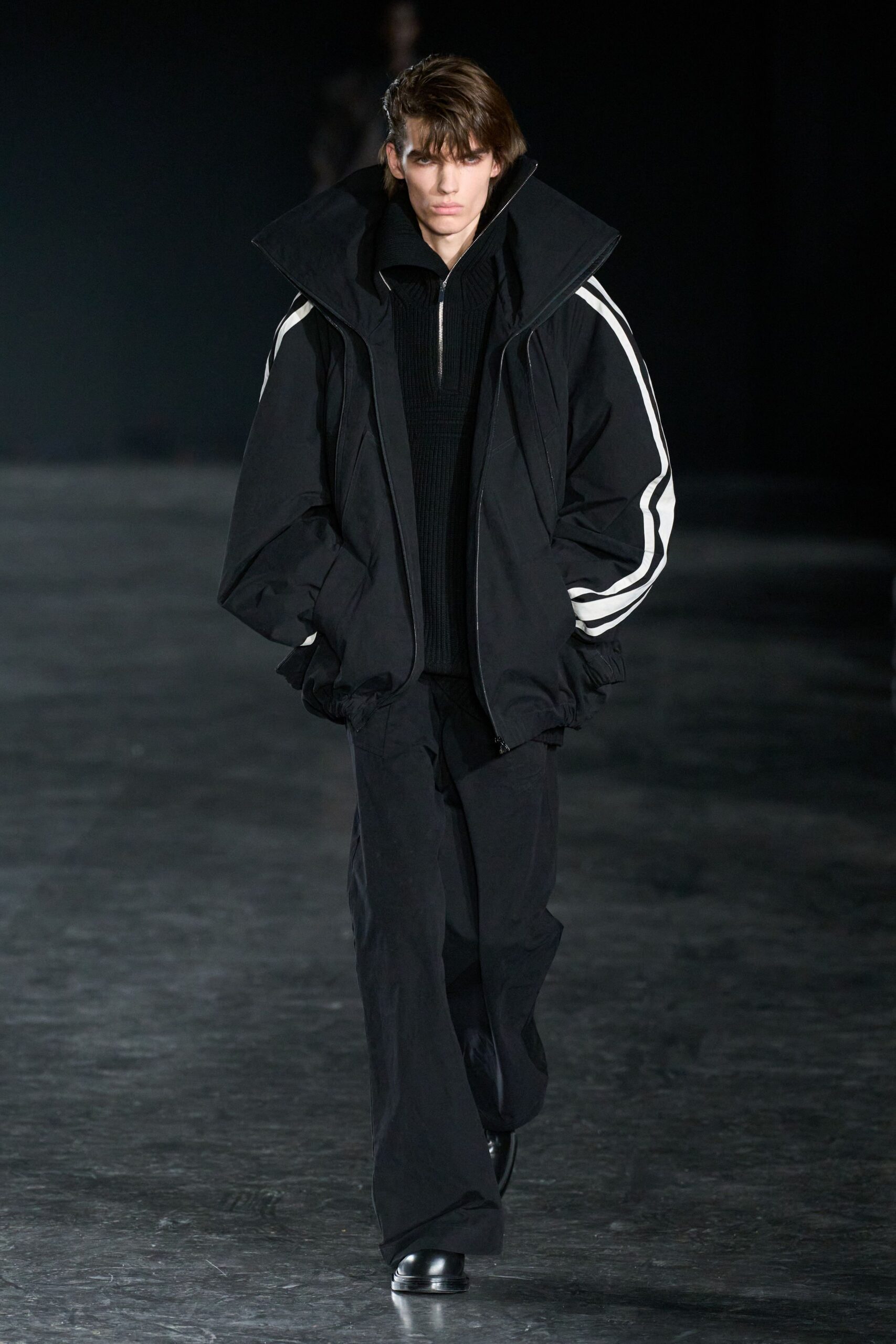 black oversized jacket with fitted top