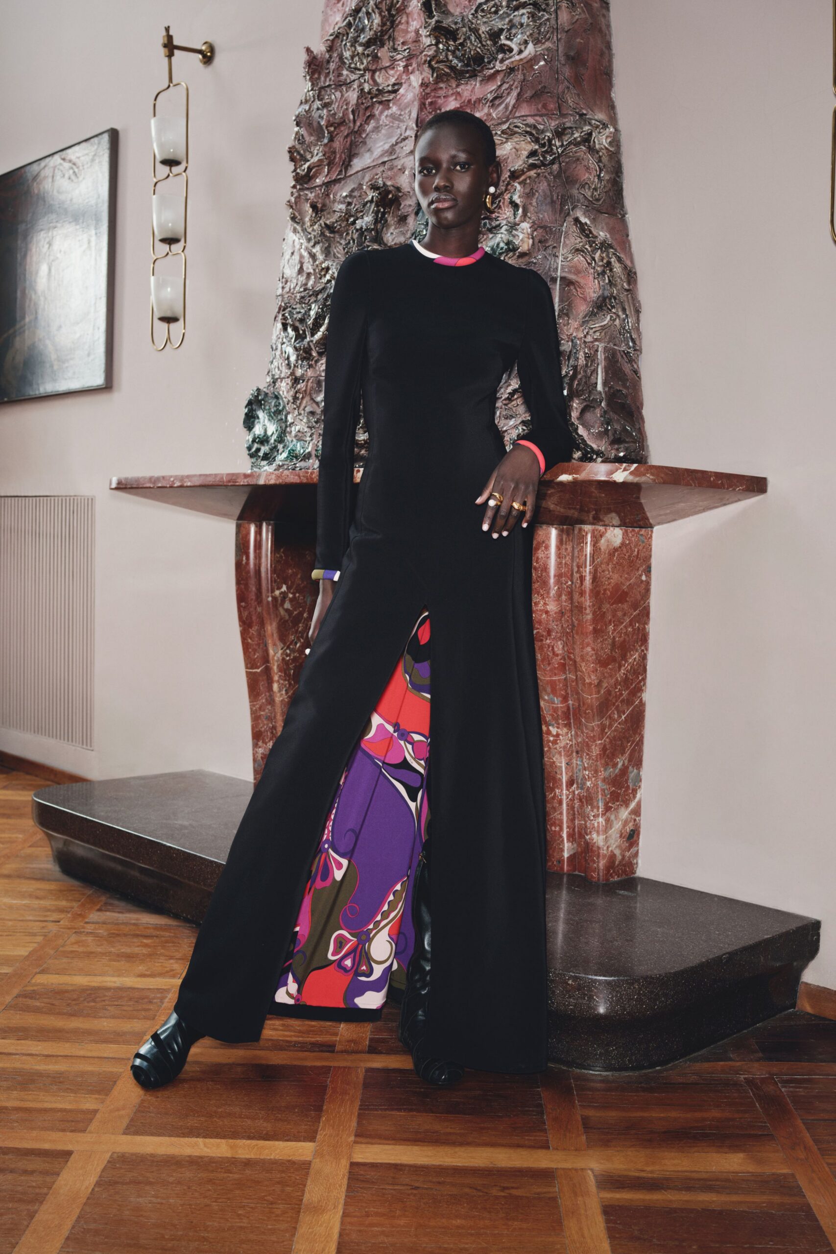 black multi-layered maxi dress