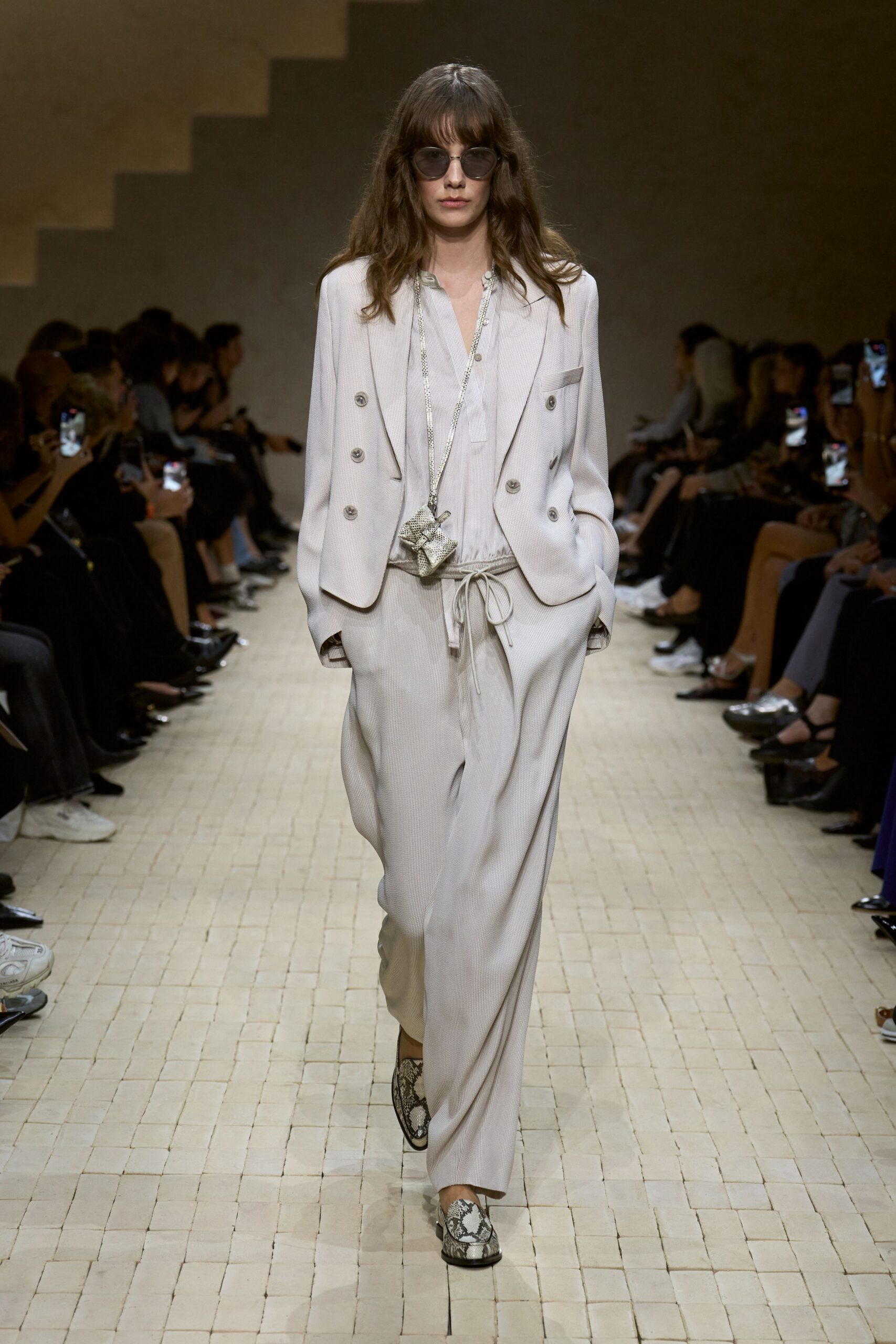white striped suit with accessories